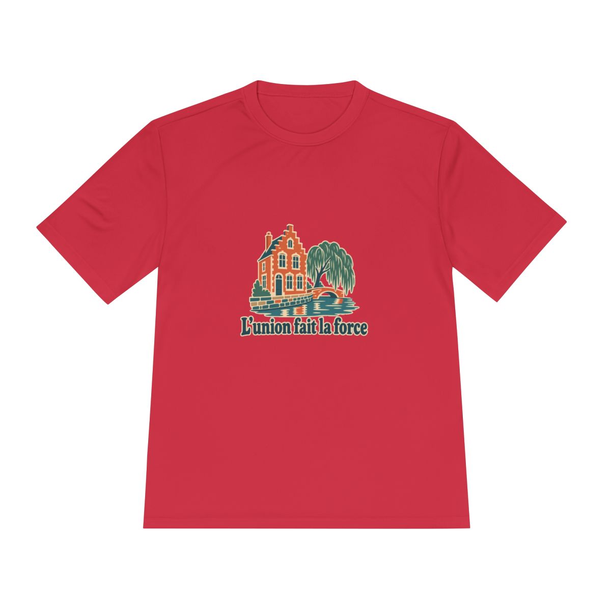 Belgium Performance T-Shirt | Bruges Canal | L'union fait la force | Country Travel Gift — front — View 17