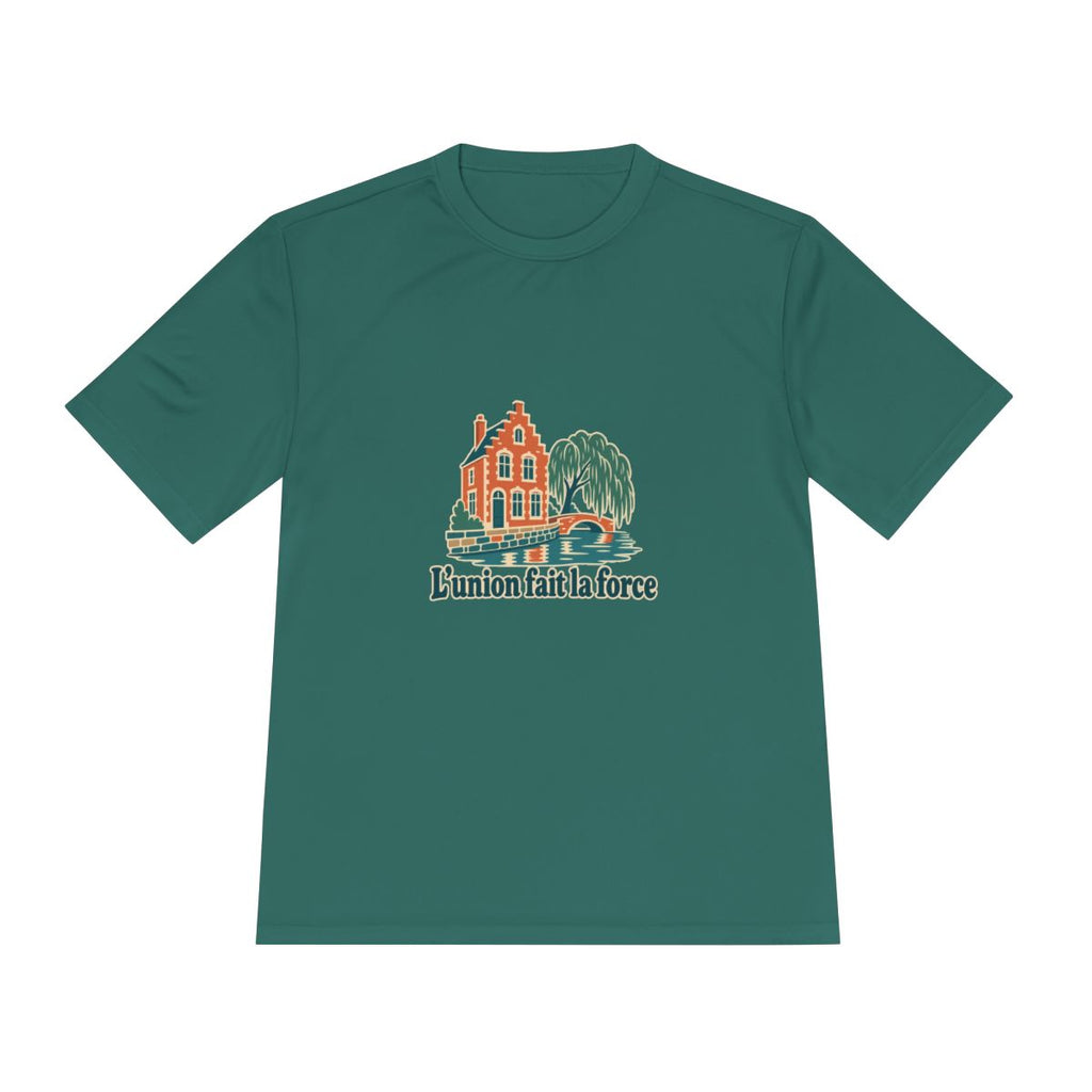 Belgium Performance T-Shirt | Bruges Canal | L'union fait la force | Country Travel Gift — front — View 18