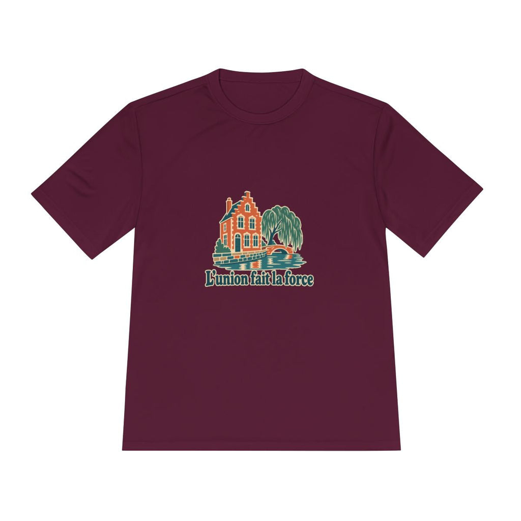 Belgium Performance T-Shirt | Bruges Canal | L'union fait la force | Country Travel Gift — front — View 19
