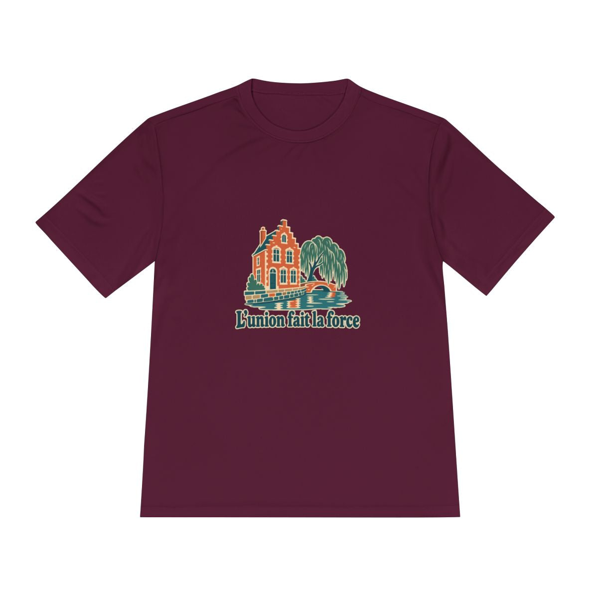 Belgium Performance T-Shirt | Bruges Canal | L'union fait la force | Country Travel Gift — front — View 19