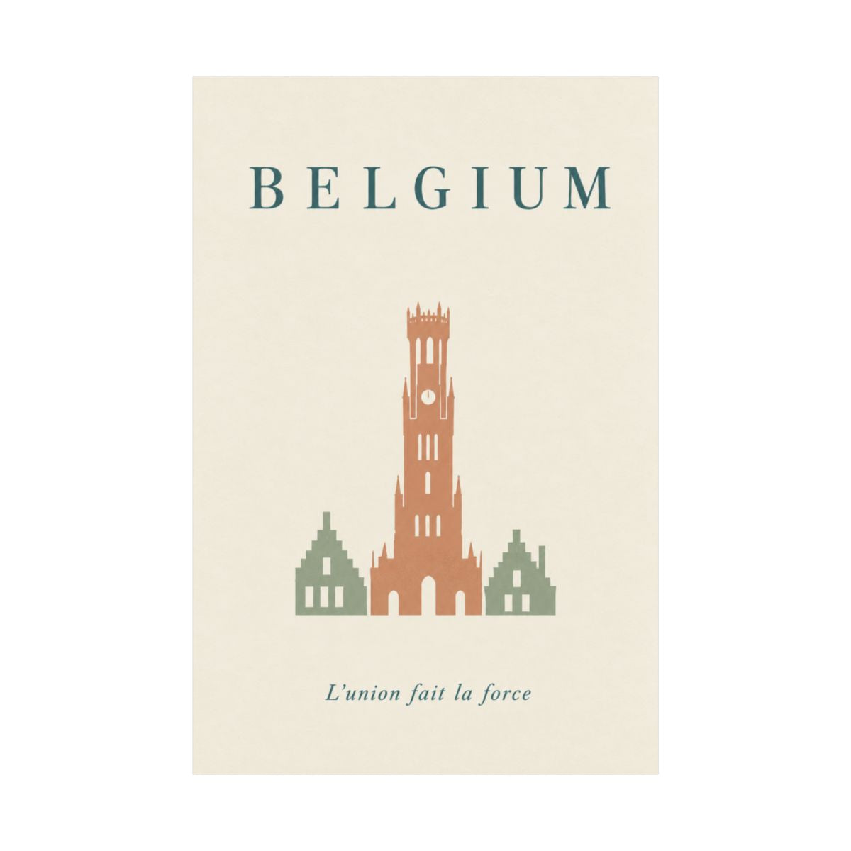 Belgium Matte Poster | Bruges Belfry | L'union fait la force | Country Travel Gift — front-2 — View 02