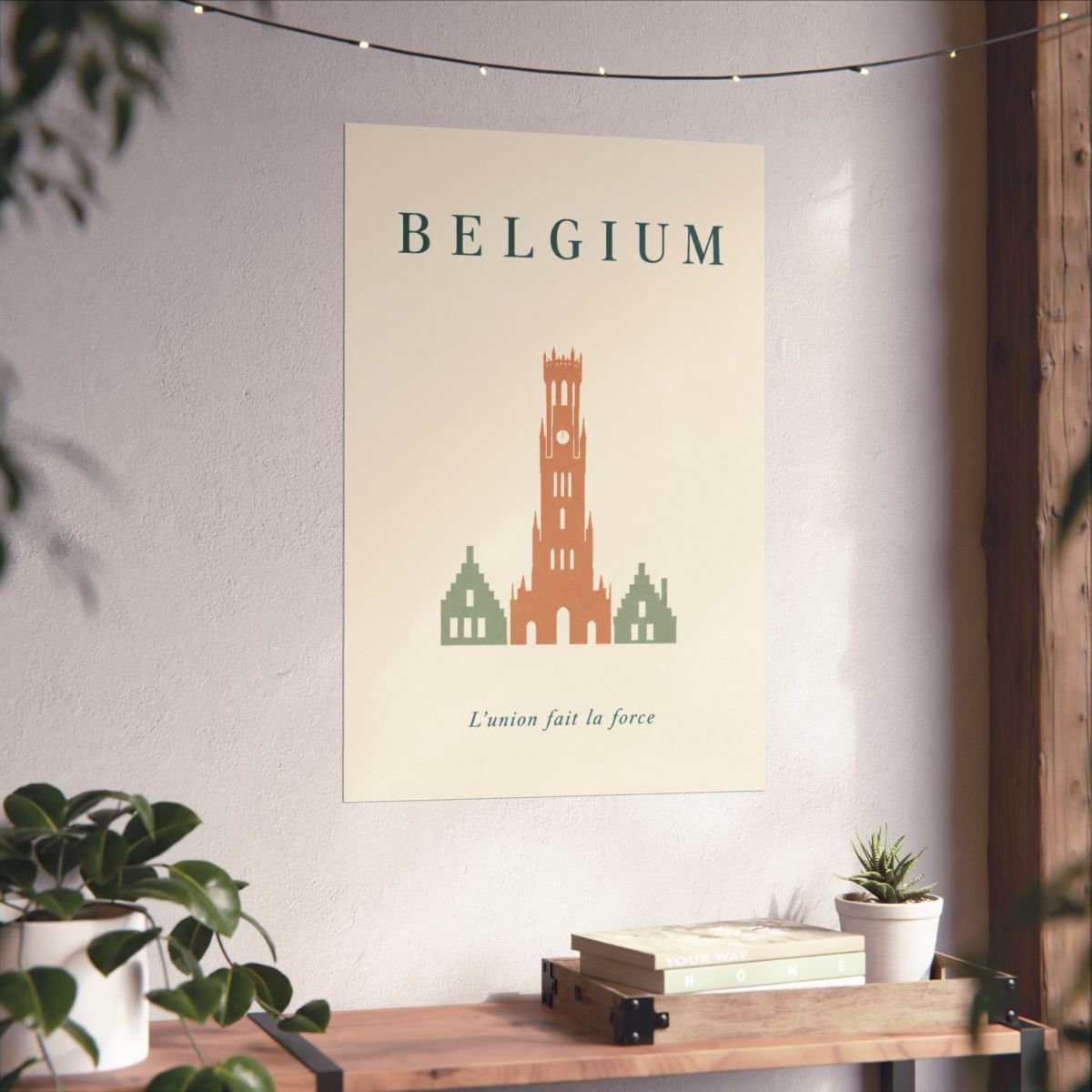 Belgium Matte Poster | Bruges Belfry | L'union fait la force | Country Travel Gift — context-3 — View 05