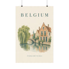 Belgium Matte Poster | Bruges Canal | L'union fait la force | Country Travel Gift — front — View 01