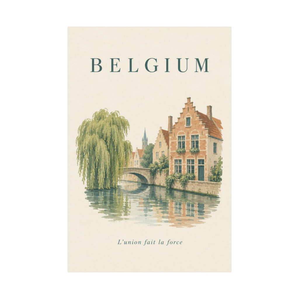 Belgium Matte Poster | Bruges Canal | L'union fait la force | Country Travel Gift — front-2 — View 02