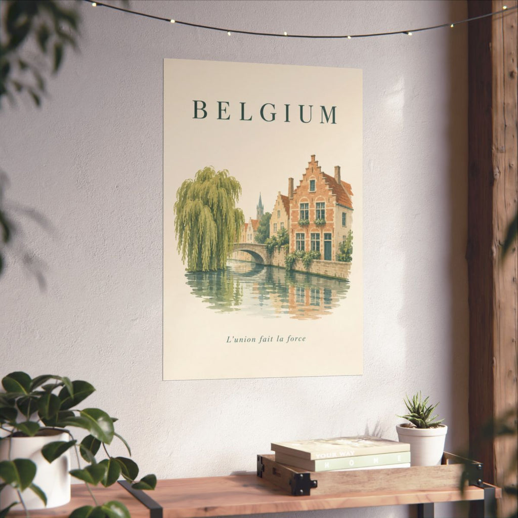 Belgium Matte Poster | Bruges Canal | L'union fait la force | Country Travel Gift — context-3 — View 05