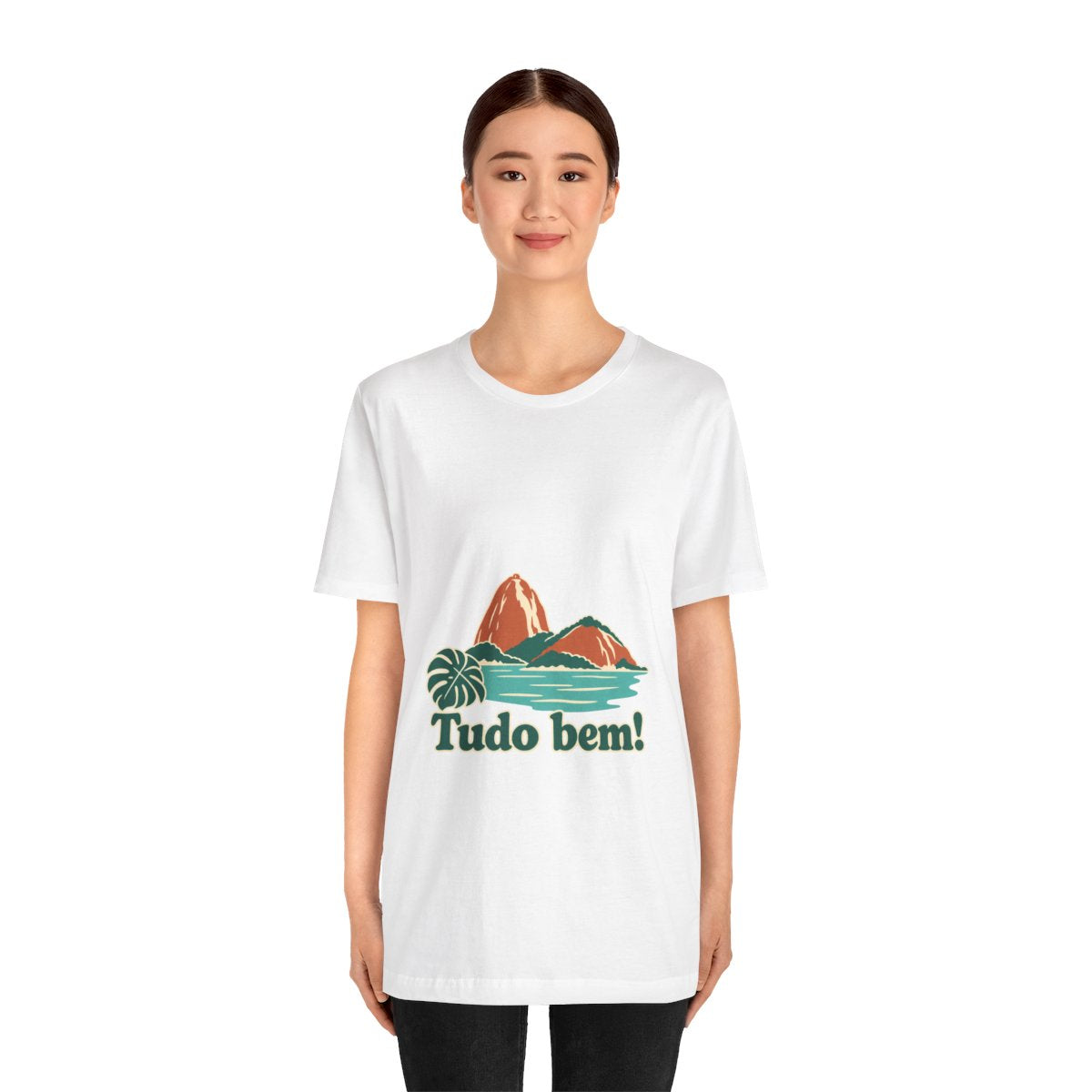 Brazil Cotton T-Shirt | Sugarloaf Bay | Tudo bem! | Country Travel Gift — person-1 — View 04