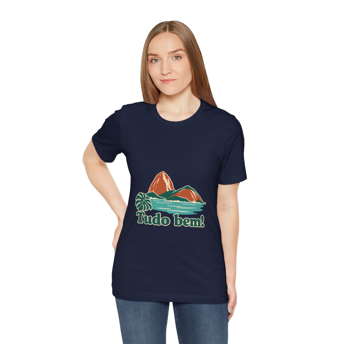 Brazil Cotton T-Shirt | Sugarloaf Bay | Tudo bem! | Country Travel Gift — person-3 — View 06