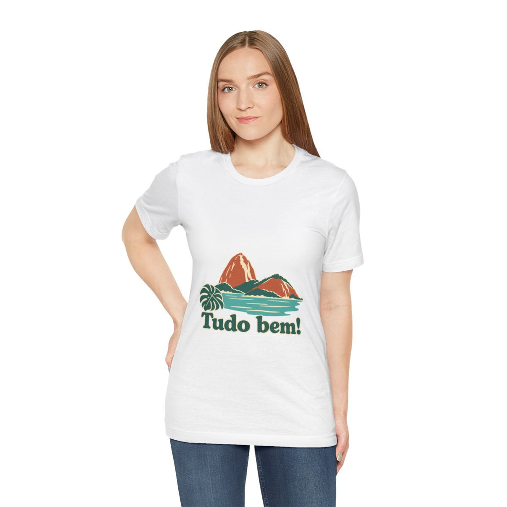 Brazil Cotton T-Shirt | Sugarloaf Bay | Tudo bem! | Country Travel Gift — person-3 — View 17