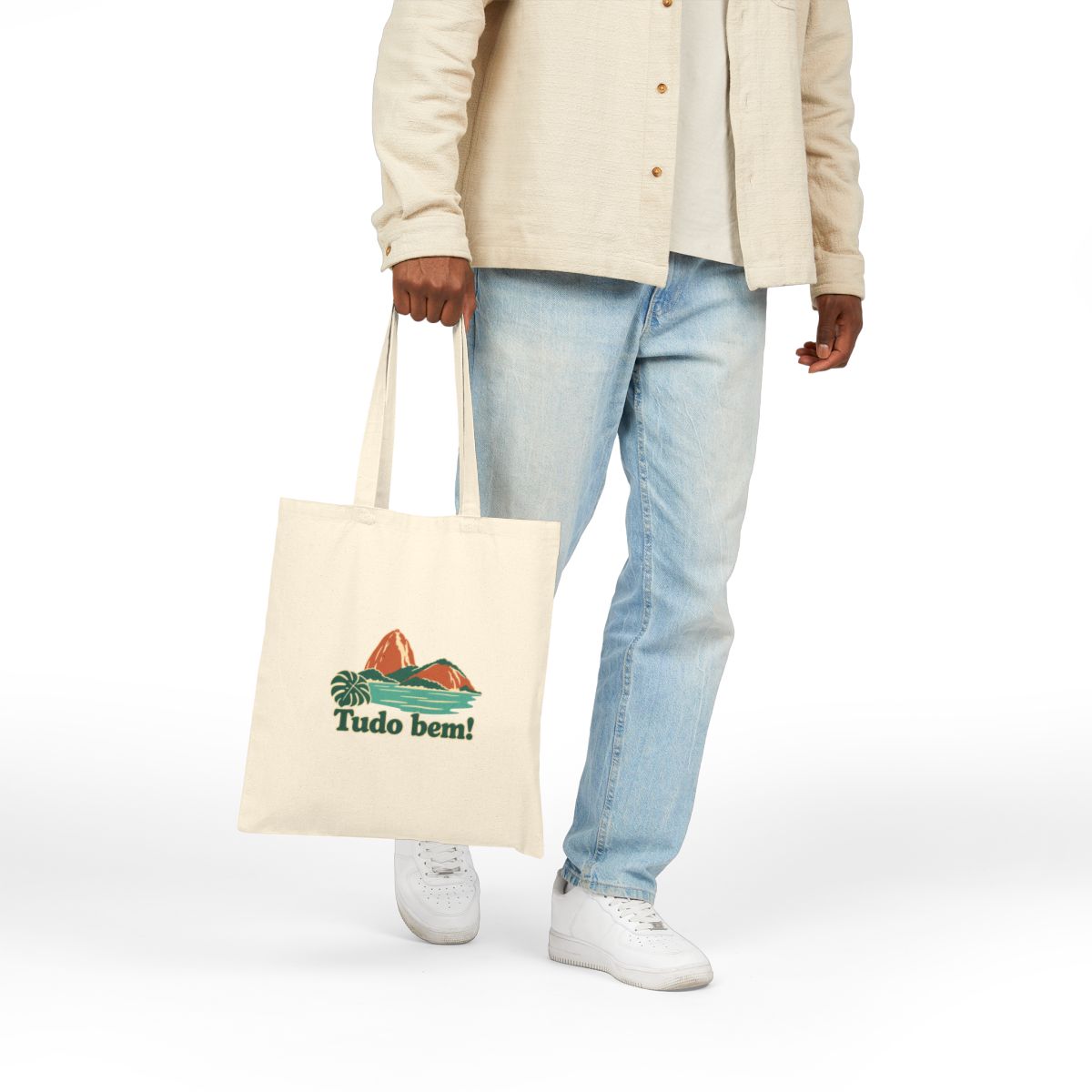 Brazil Canvas Tote Bag | Sugarloaf Bay | Tudo bem! | Country Travel Gift — person-2-front — View 04
