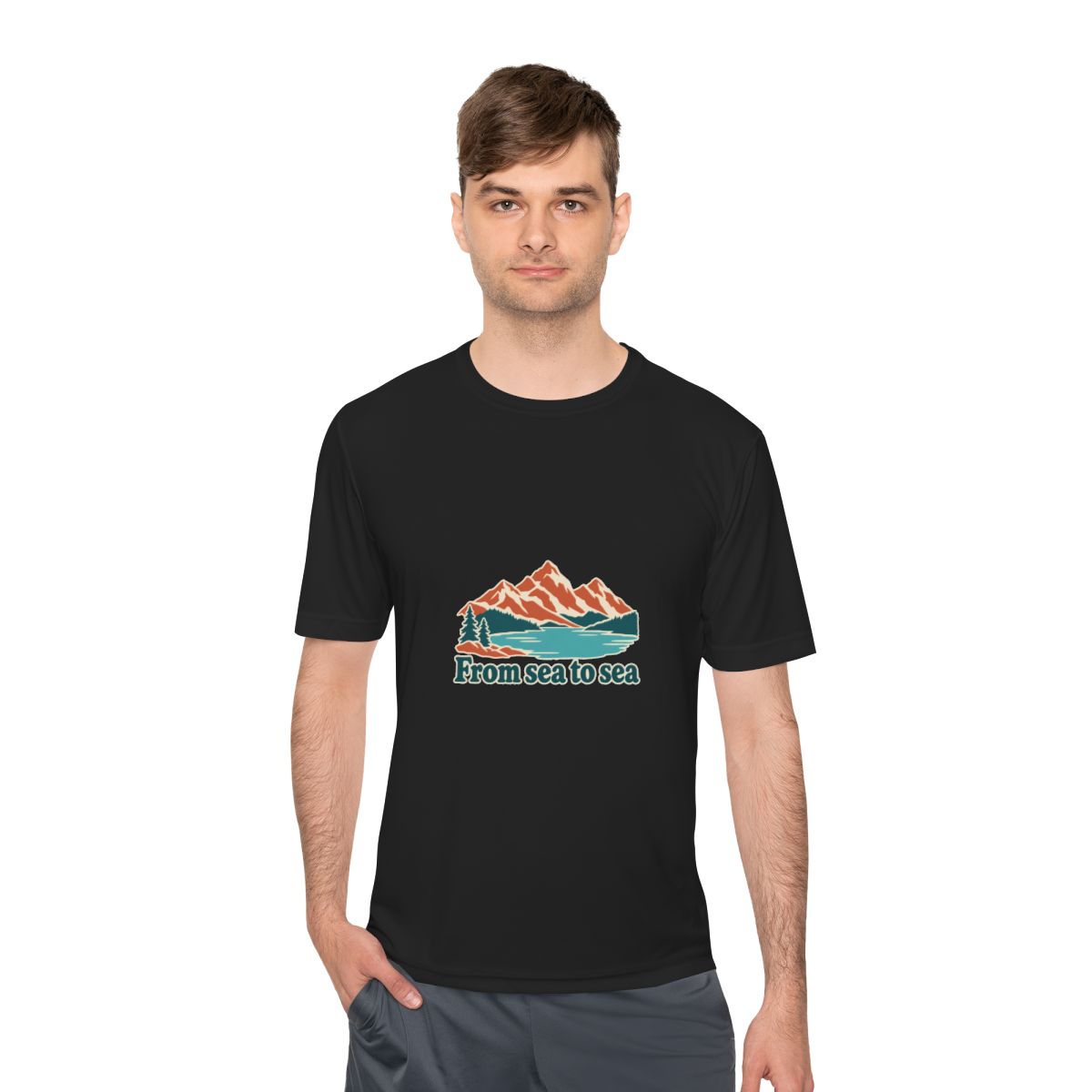 Canada Performance T-Shirt | Rockies Lake | From sea to sea | Country Travel Gift — person-1 — View 06