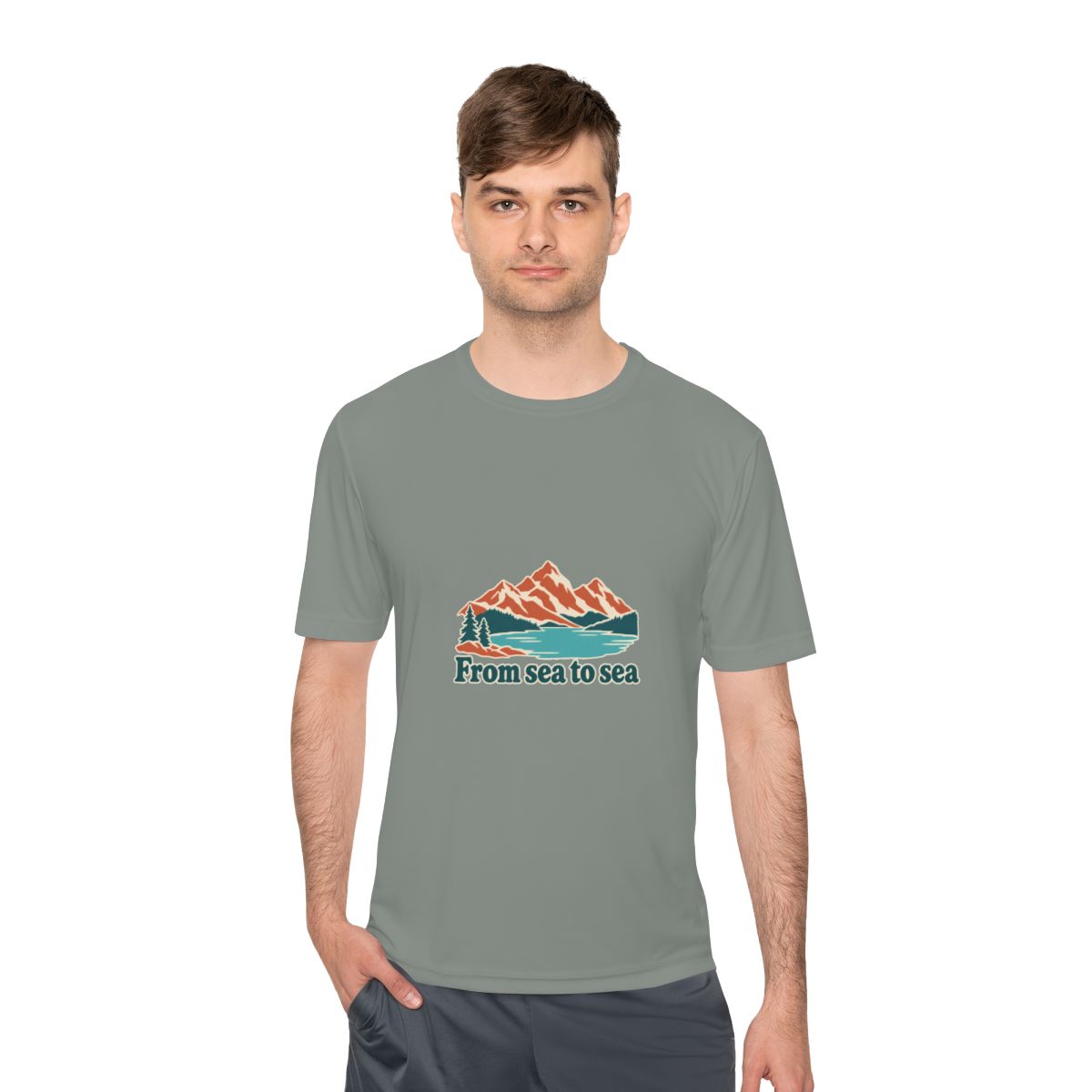 Canada Performance T-Shirt | Rockies Lake | From sea to sea | Country Travel Gift — person-1 — View 10
