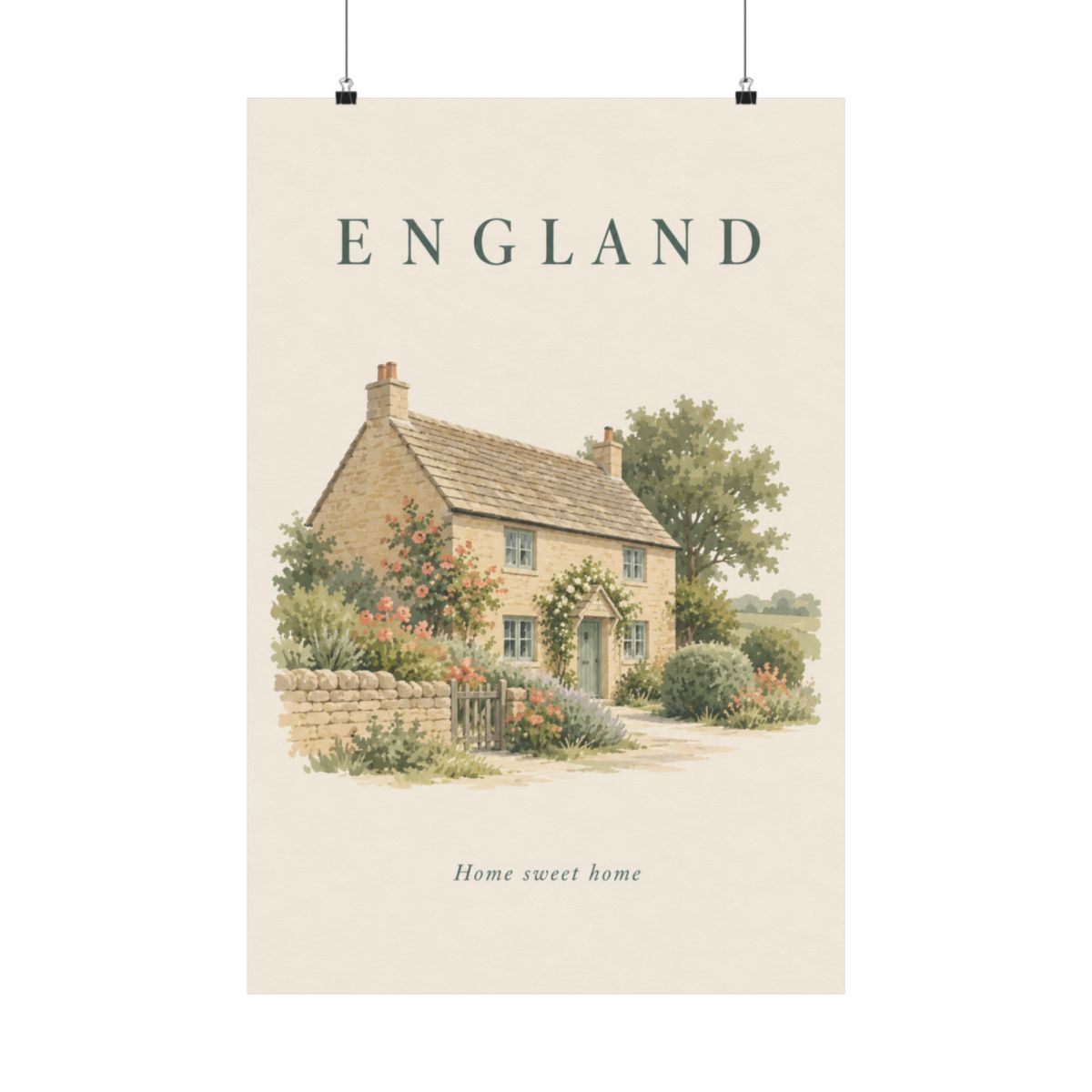 England Matte Poster | Cotswold Cottage | Home sweet home | Country Travel Gift — front — View 01