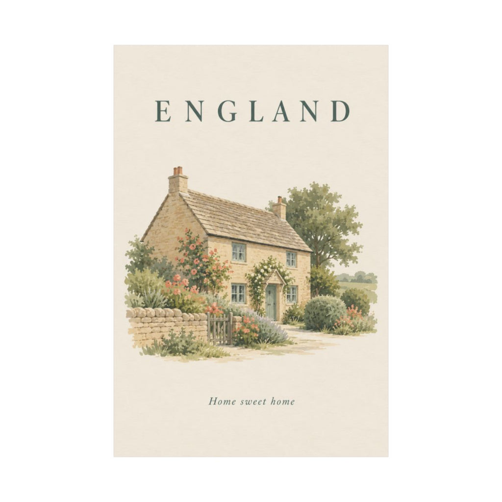 England Matte Poster | Cotswold Cottage | Home sweet home | Country Travel Gift — front-2 — View 02
