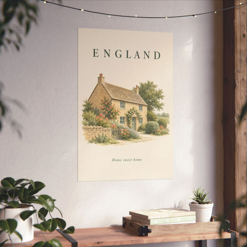 England Matte Poster | Cotswold Cottage | Home sweet home | Country Travel Gift — context-3 — View 05