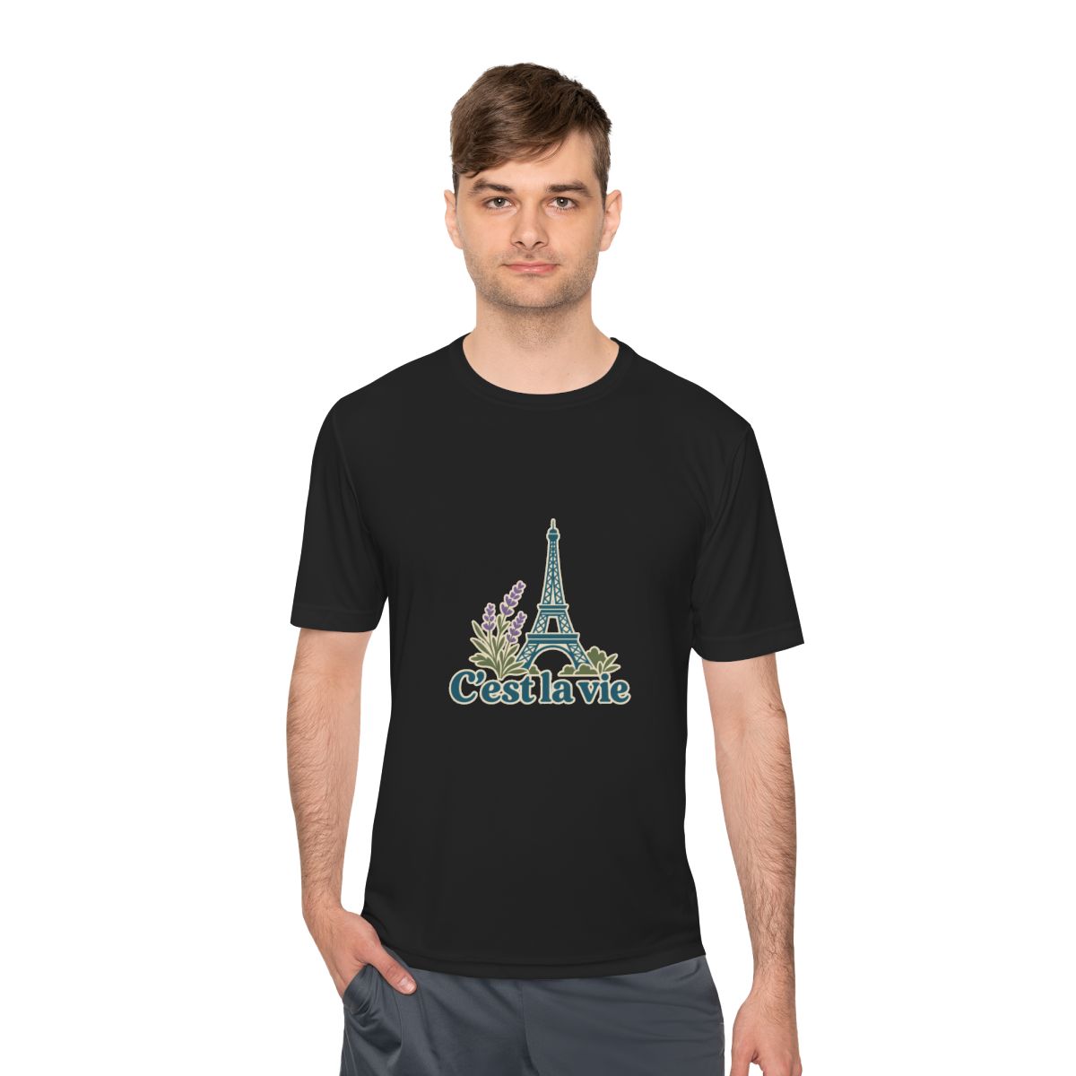 France Performance T-Shirt | Eiffel Tower | C'est la vie | Country Travel Gift — person-1 — View 06