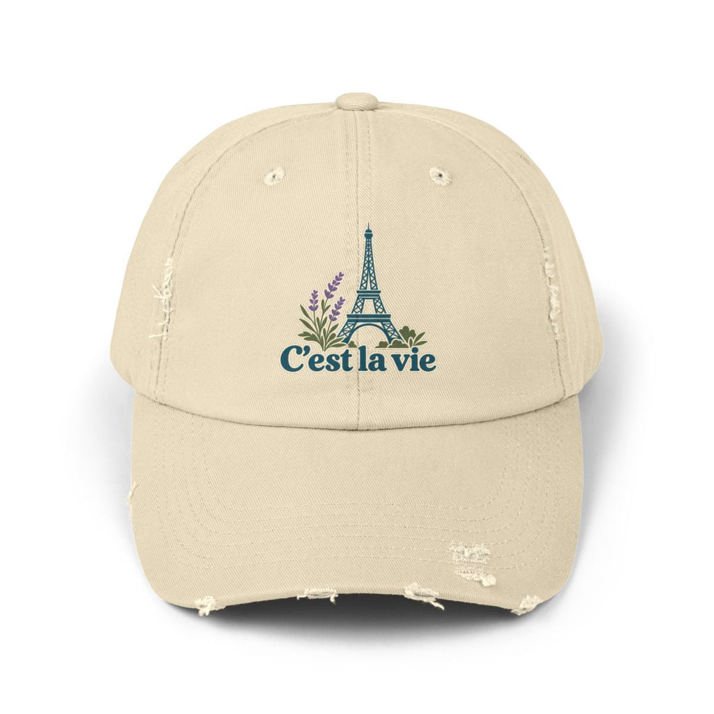 France Distressed Cap | Eiffel Tower | C'est la vie | Country Travel Gift — front — View 01