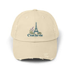 France Distressed Cap | Eiffel Tower | C'est la vie | Country Travel Gift — front — View 01