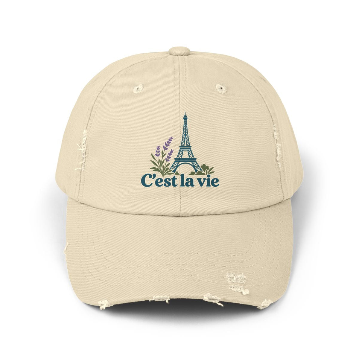France Distressed Cap | Eiffel Tower | C'est la vie | Country Travel Gift — front — View 01