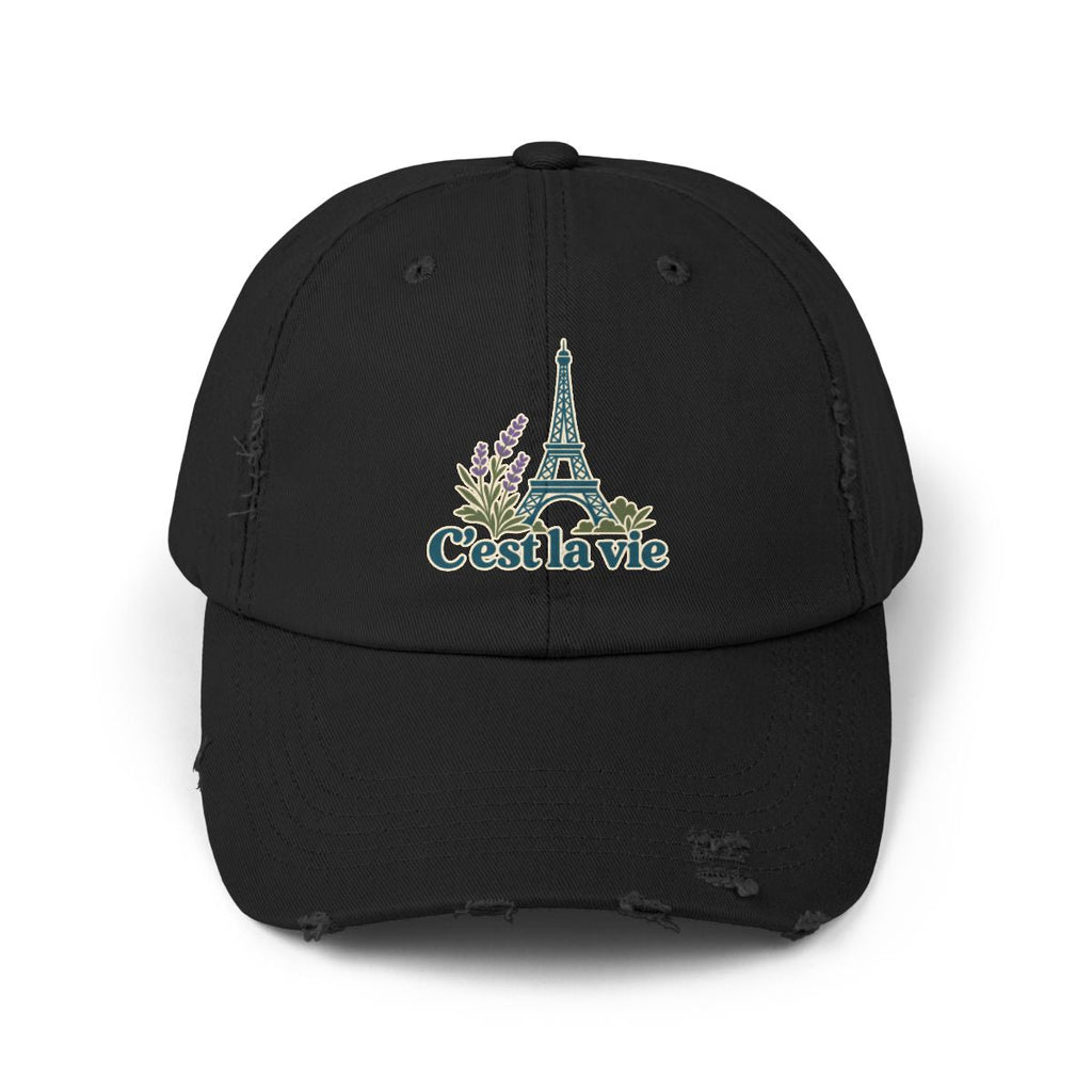 France Distressed Cap | Eiffel Tower | C'est la vie | Country Travel Gift — front — View 02