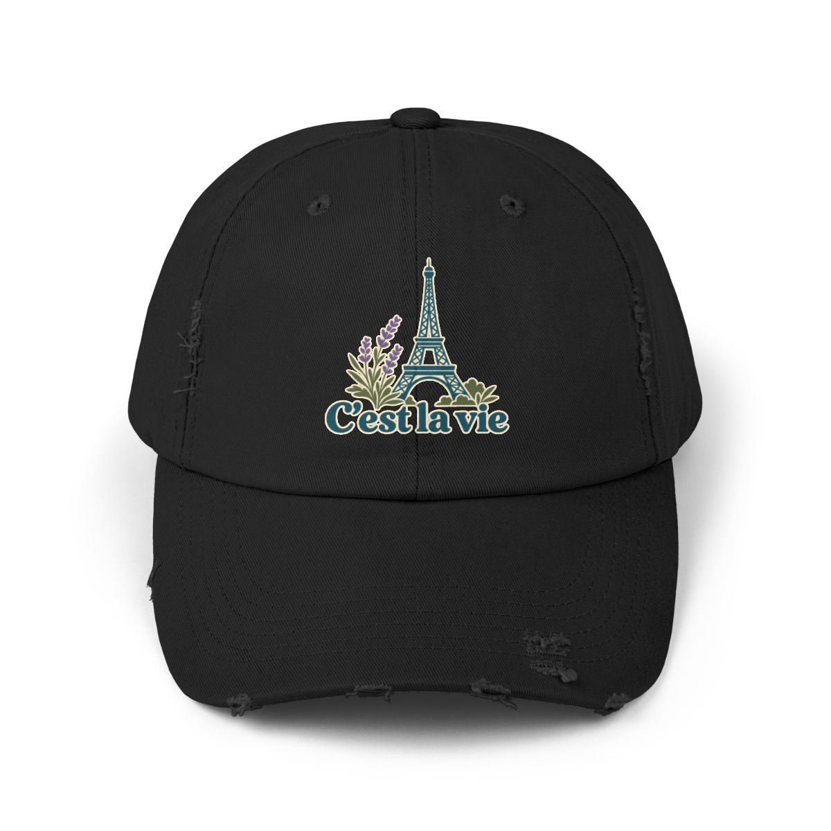 France Distressed Cap | Eiffel Tower | C'est la vie | Country Travel Gift — front — View 02