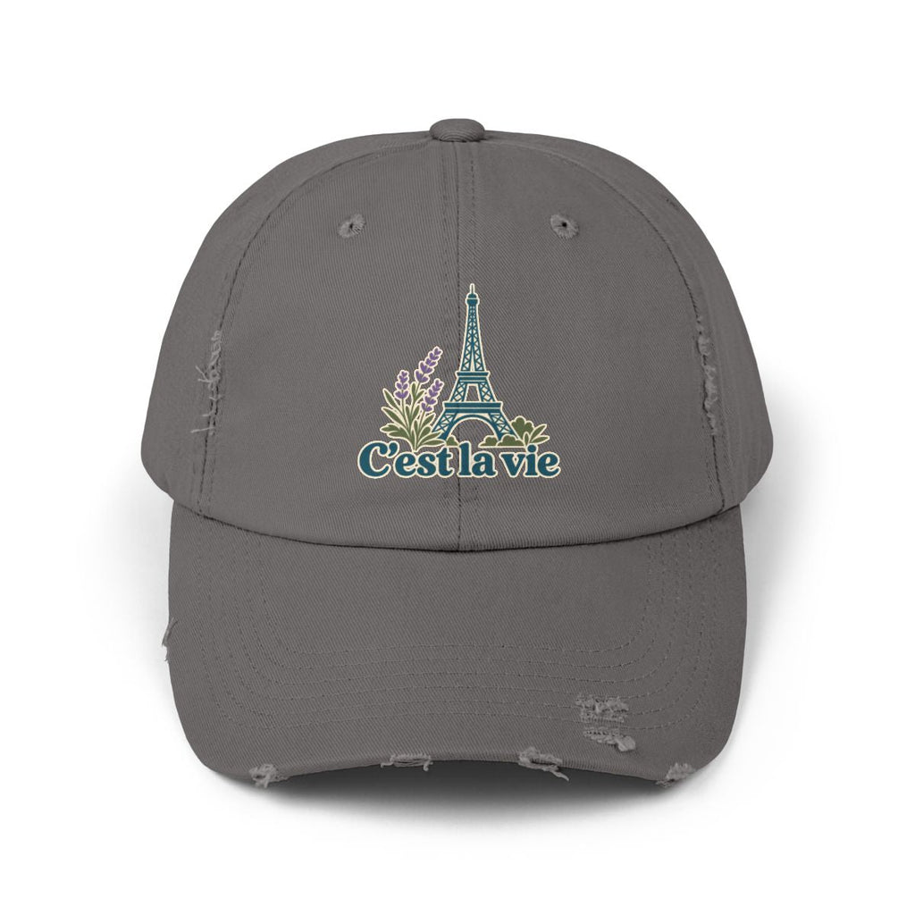 France Distressed Cap | Eiffel Tower | C'est la vie | Country Travel Gift — front — View 03