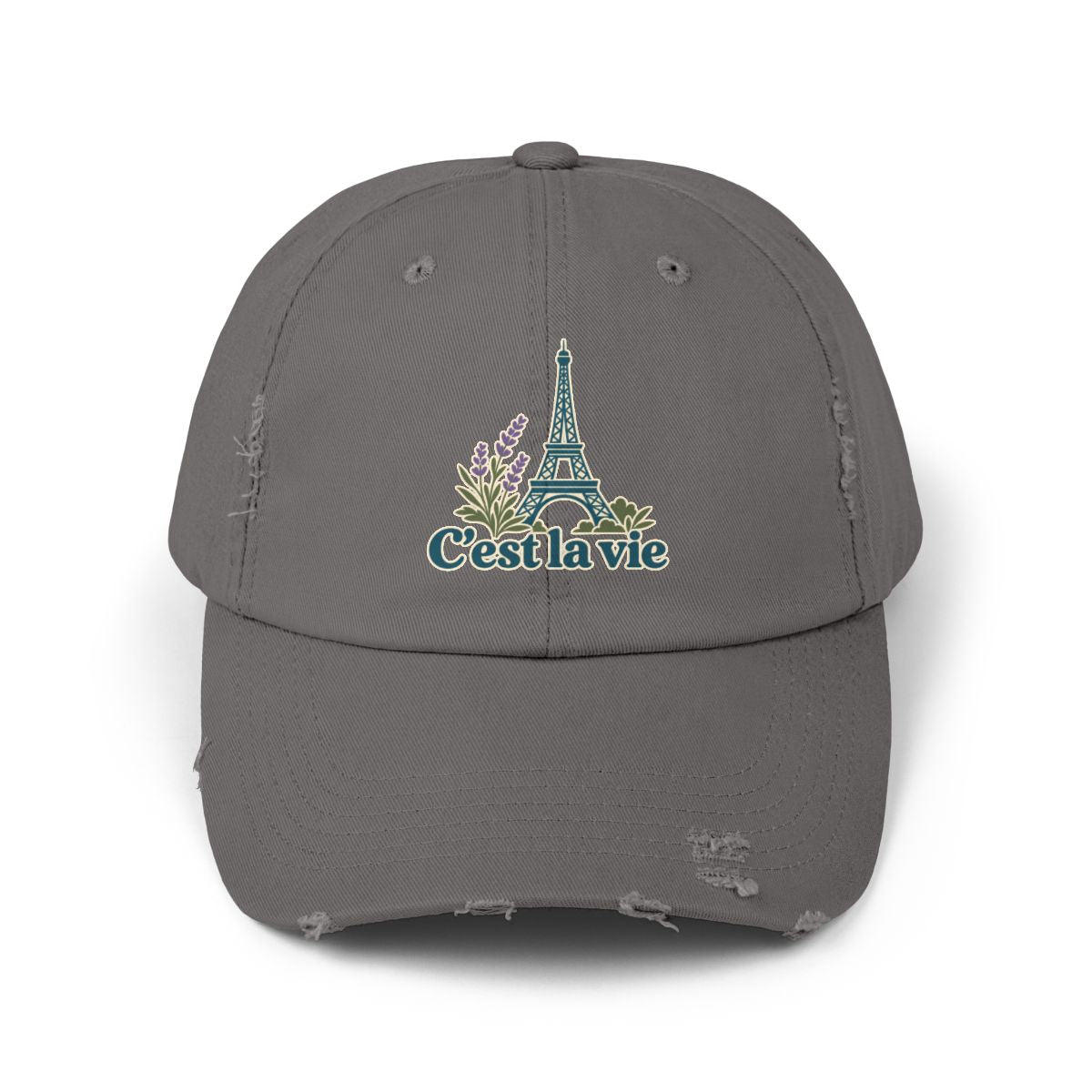 France Distressed Cap | Eiffel Tower | C'est la vie | Country Travel Gift — front — View 03