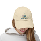 France Distressed Cap | Eiffel Tower | C'est la vie | Country Travel Gift — person-front — View 04