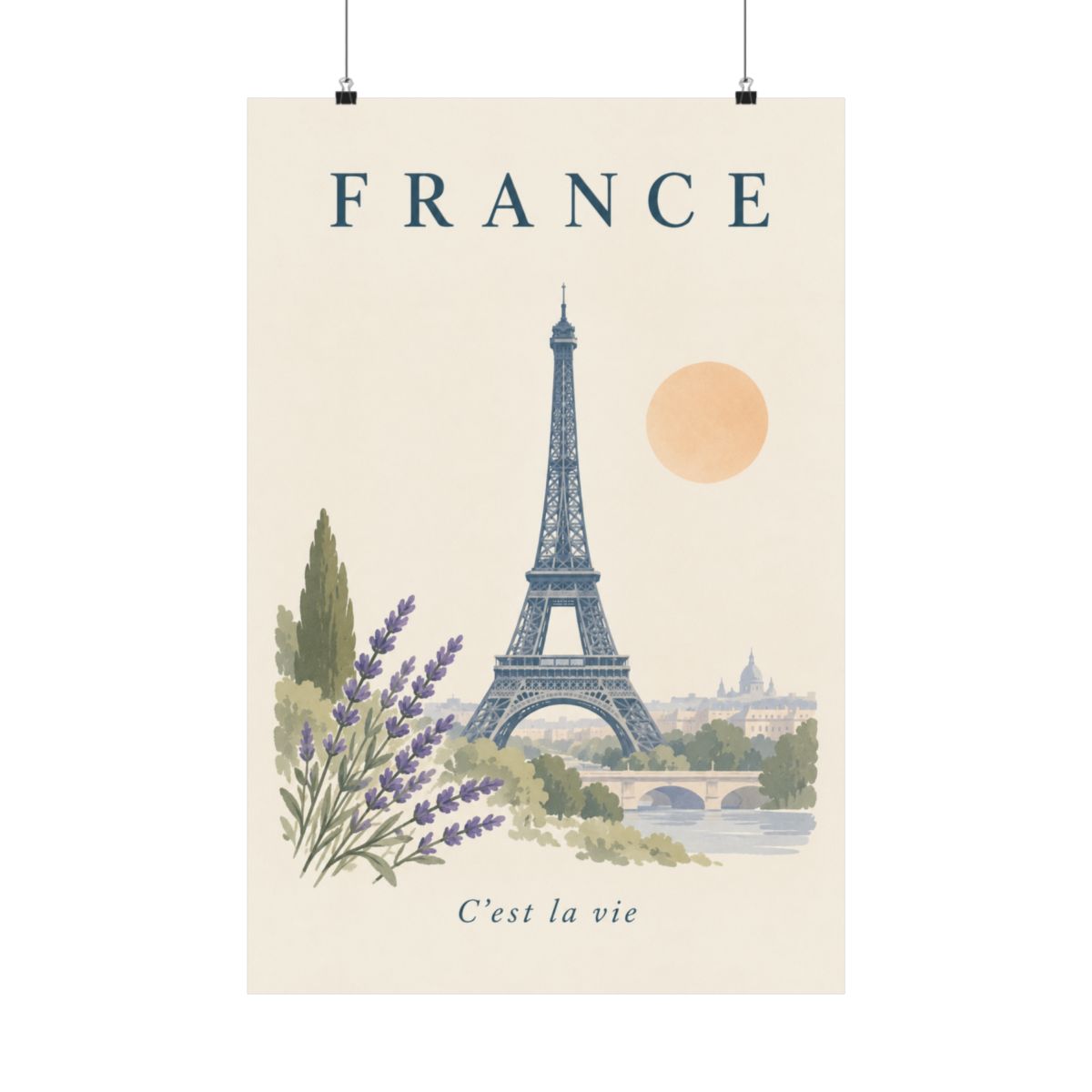France Matte Poster | Eiffel Tower | C'est la vie | Country Travel Gift — front — View 01