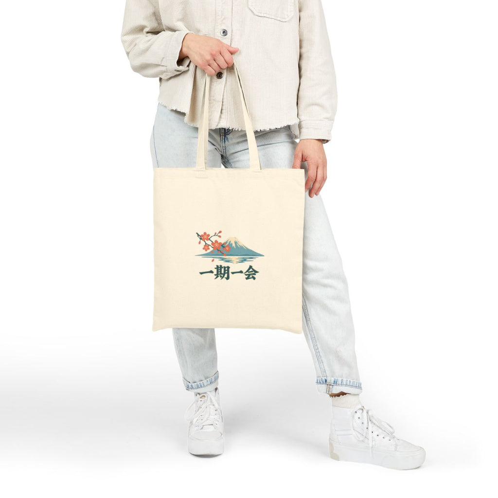 Japan Canvas Tote Bag | Mount Fuji | 一期一会 | Country Travel Gift — person-4-front — View 07