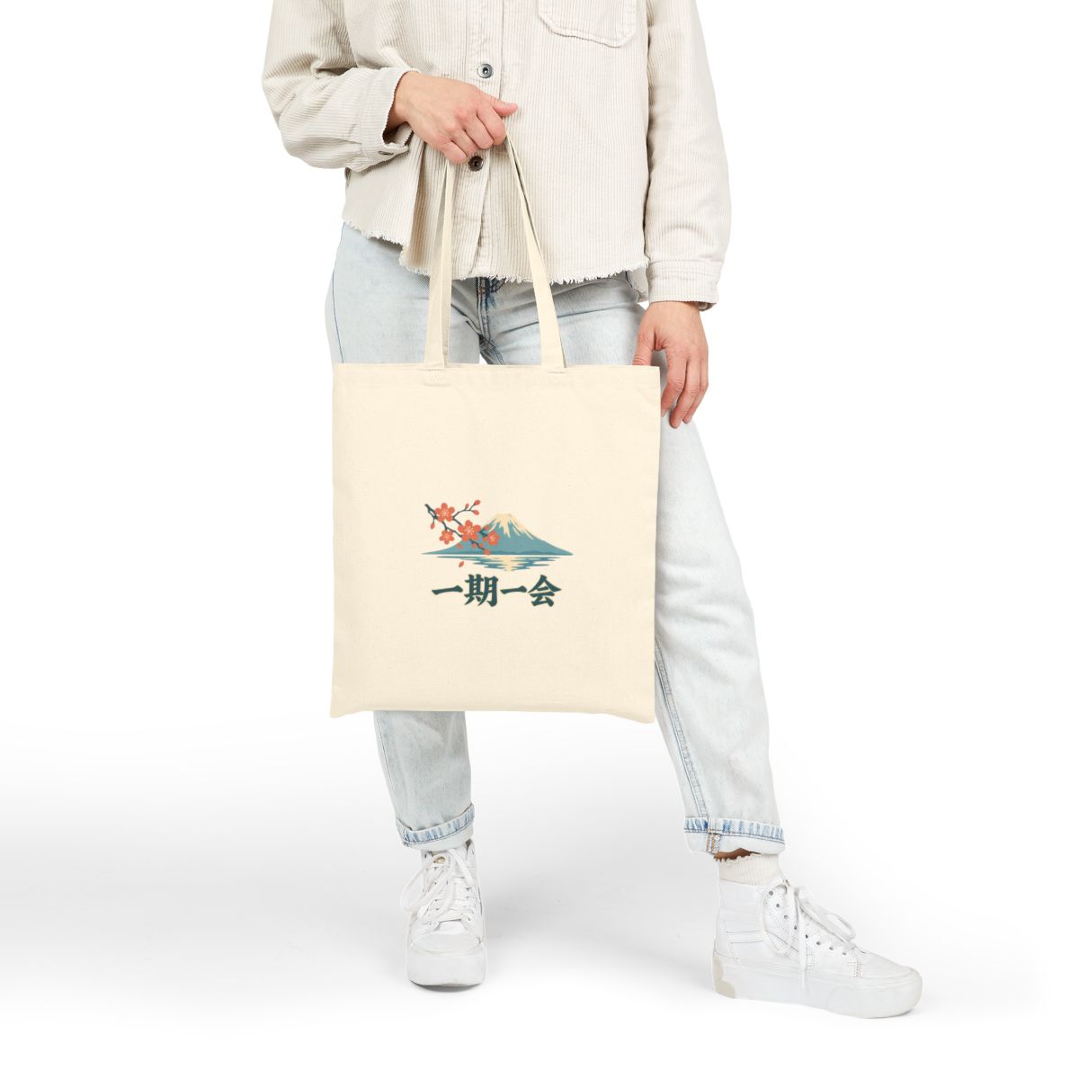 Japan Canvas Tote Bag | Mount Fuji | 一期一会 | Country Travel Gift — person-4-front — View 07