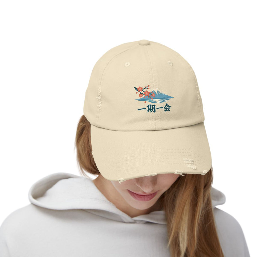 Japan Distressed Cap | Mount Fuji | 一期一会 | Country Travel Gift — person-front — View 04