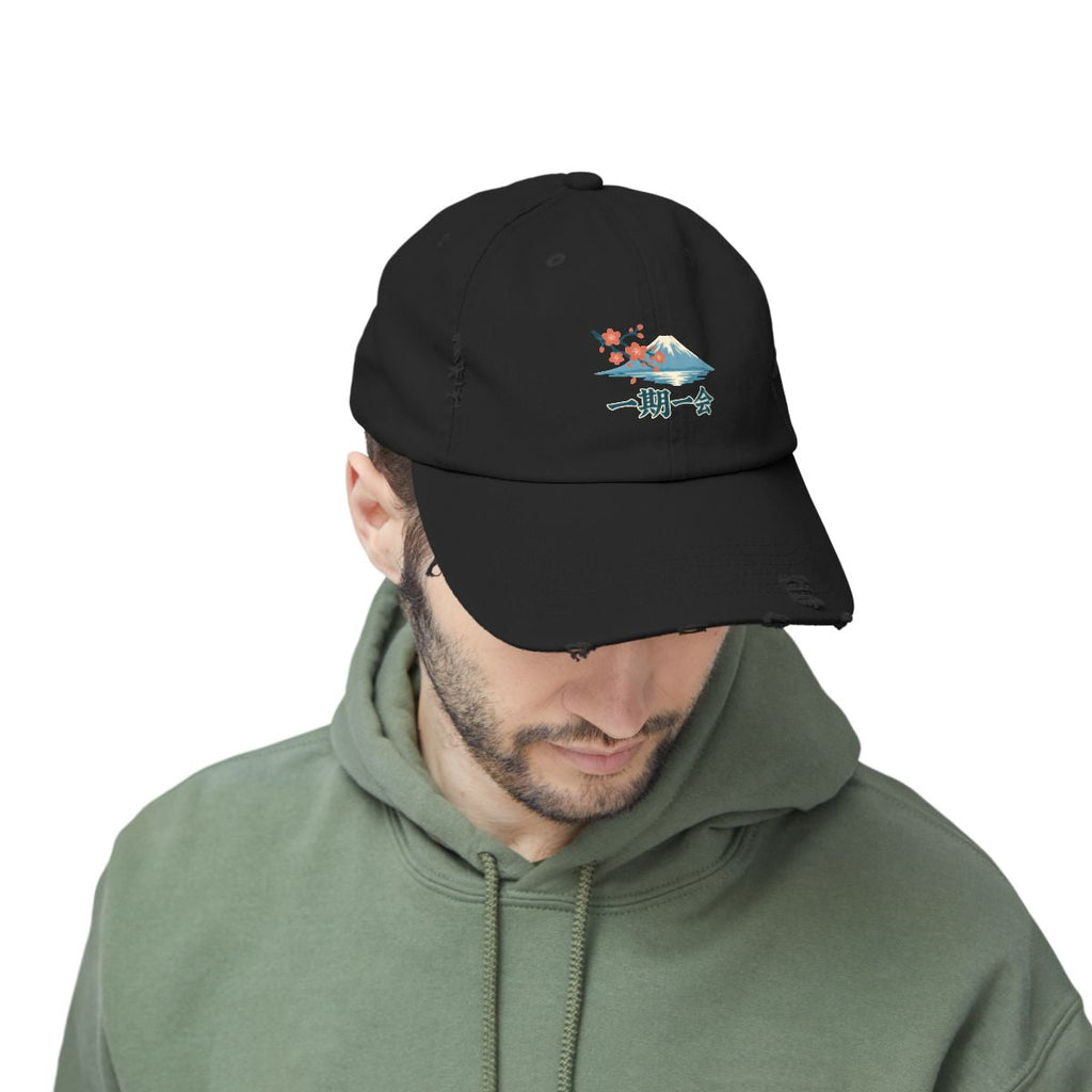 Japan Distressed Cap | Mount Fuji | 一期一会 | Country Travel Gift — person-2-front — View 08