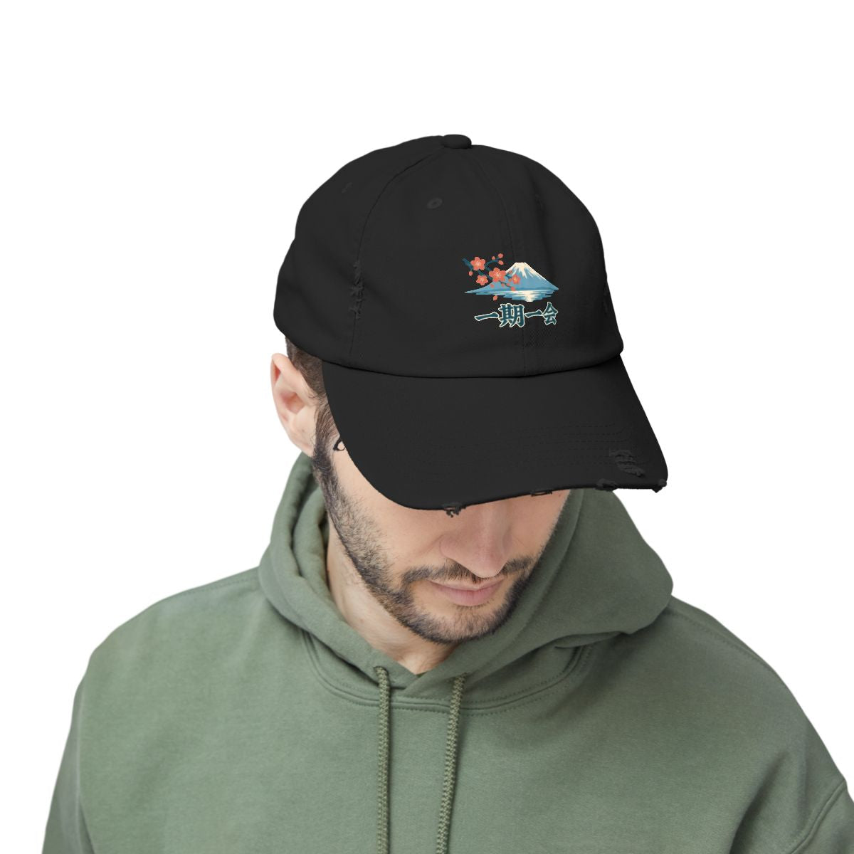 Japan Distressed Cap | Mount Fuji | 一期一会 | Country Travel Gift — person-2-front — View 08