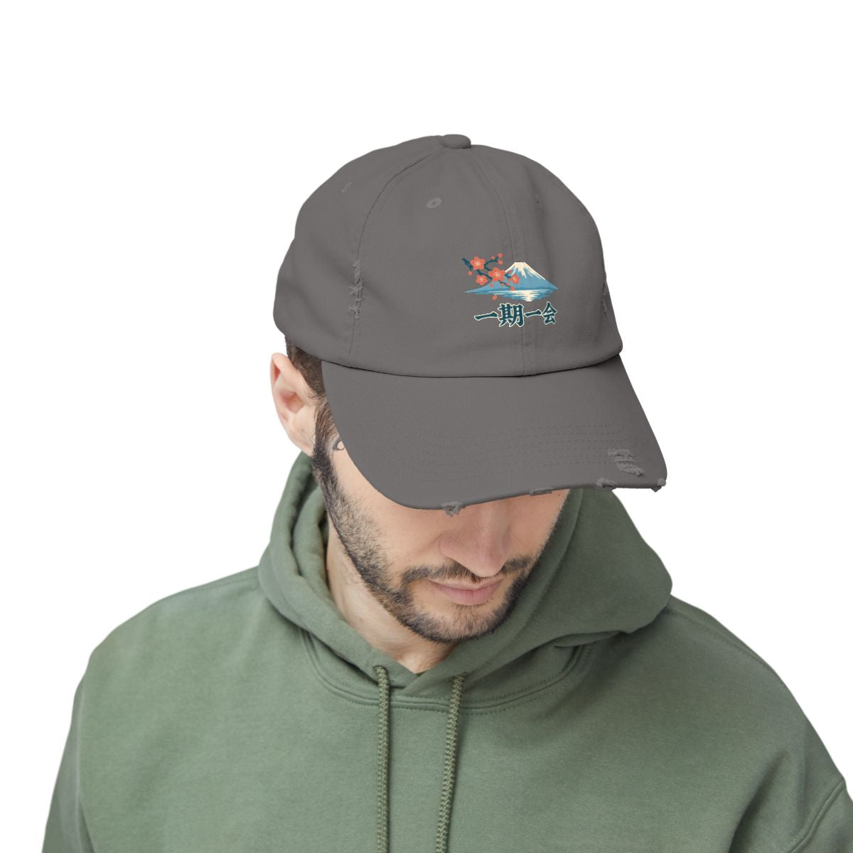 Japan Distressed Cap | Mount Fuji | 一期一会 | Country Travel Gift — person-2-front — View 09