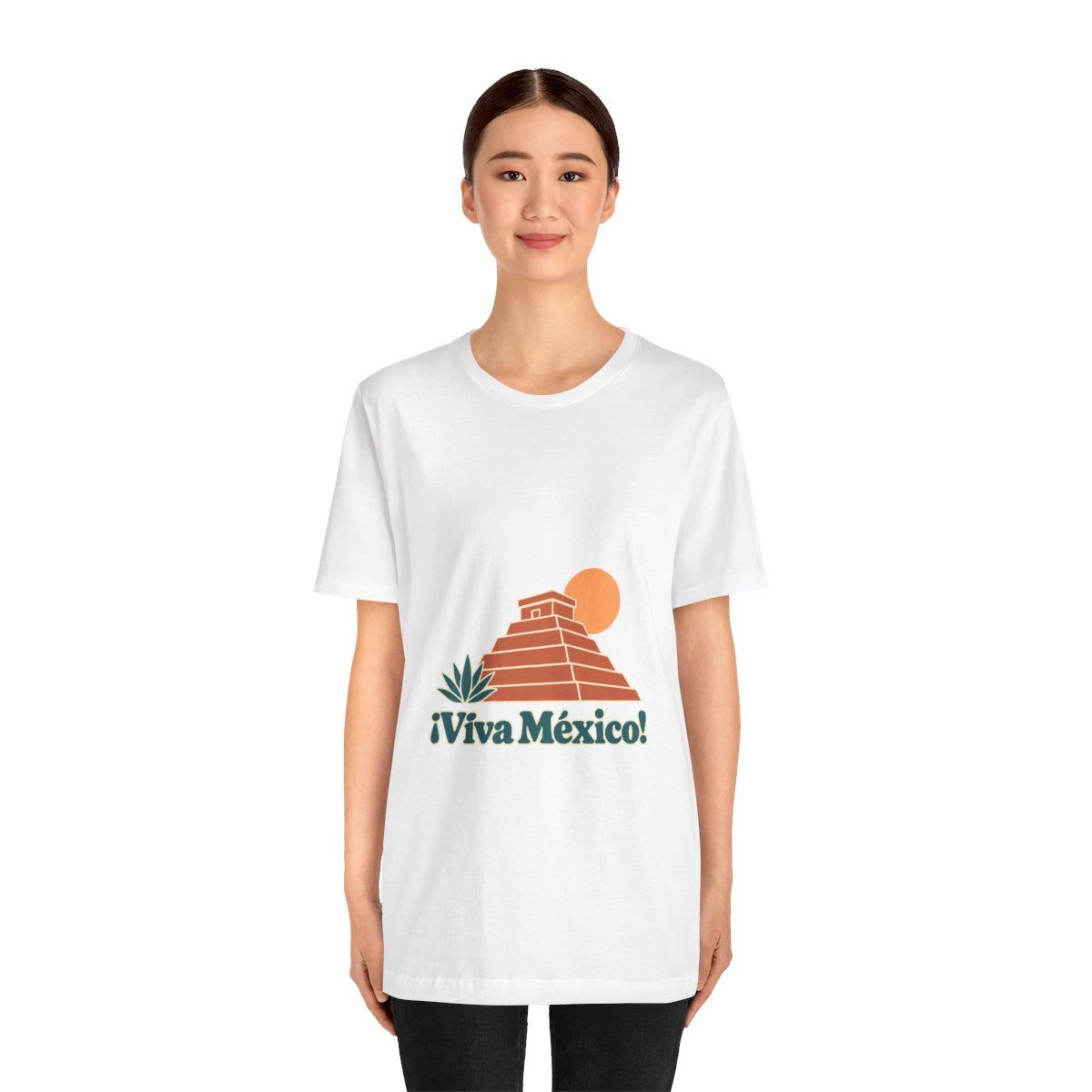 Mexico Cotton T-Shirt | Mayan Pyramid | ¡Viva México! | Country Travel Gift — person-1 — View 04