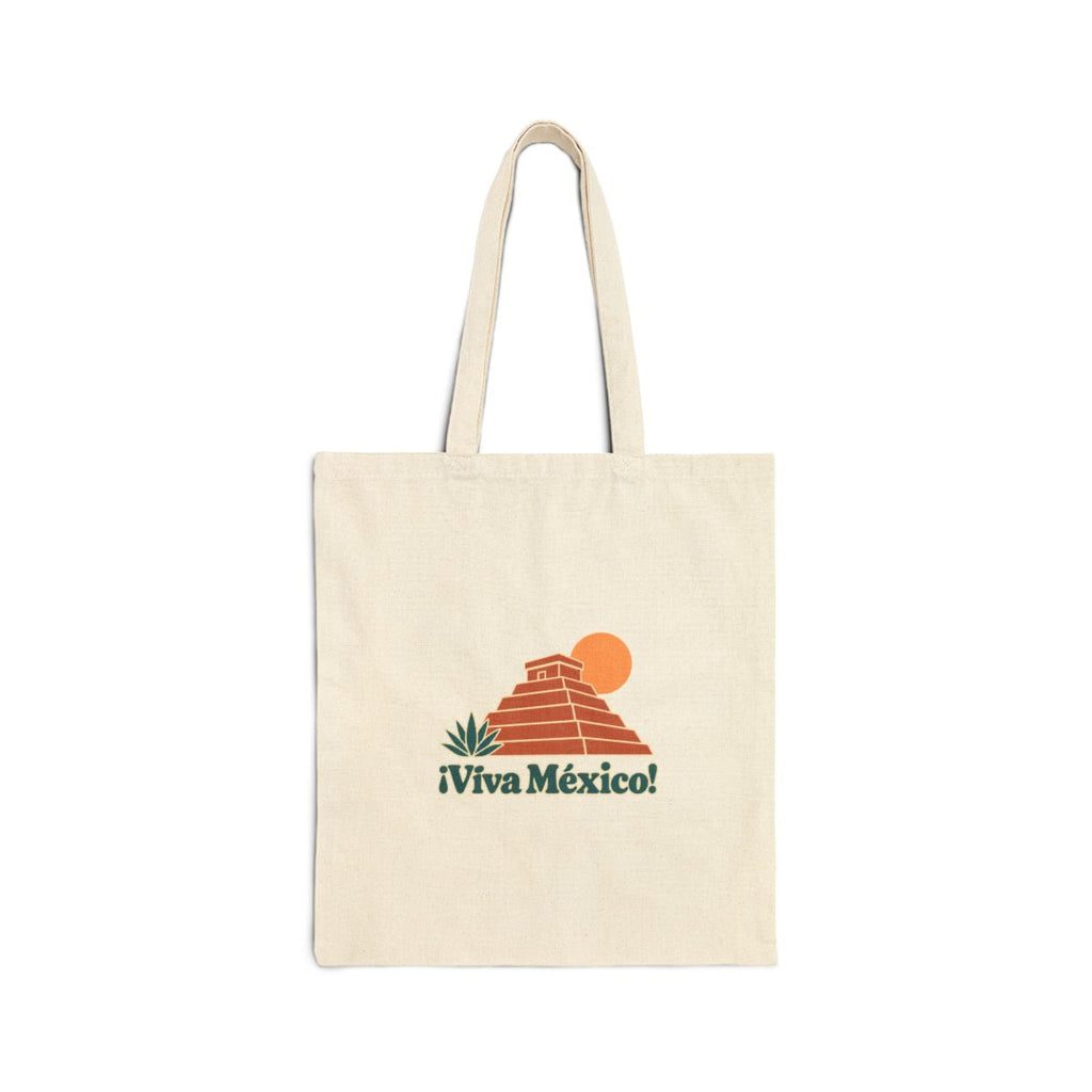 Mexico Canvas Tote Bag | Mayan Pyramid | ¡Viva México! | Country Travel Gift — front — View 01