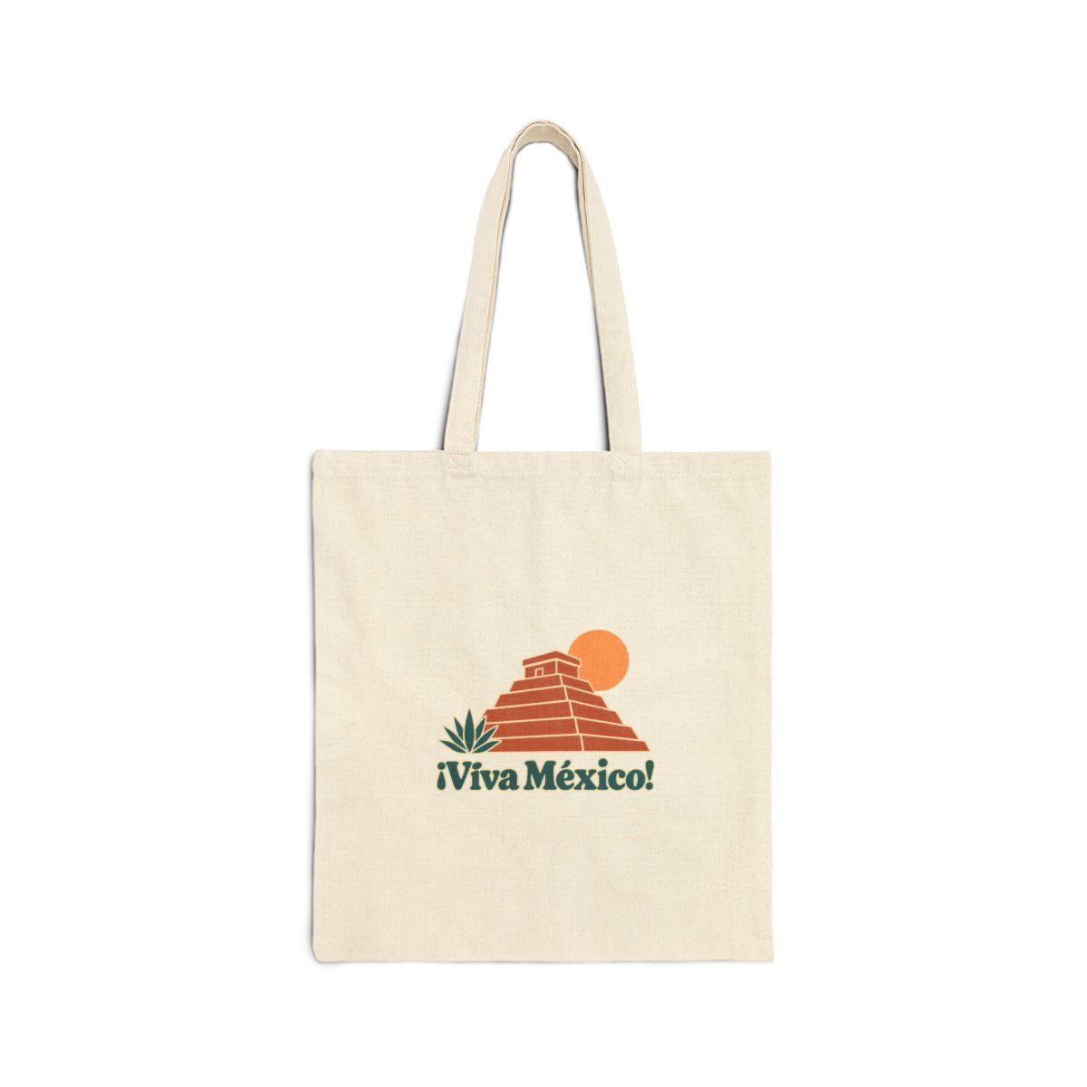 Mexico Canvas Tote Bag | Mayan Pyramid | ¡Viva México! | Country Travel Gift — front — View 01