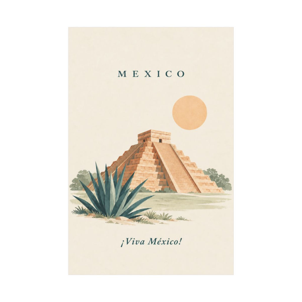 Mexico Matte Poster | Mayan Pyramid | ¡Viva México! | Country Travel Gift — front-2 — View 02
