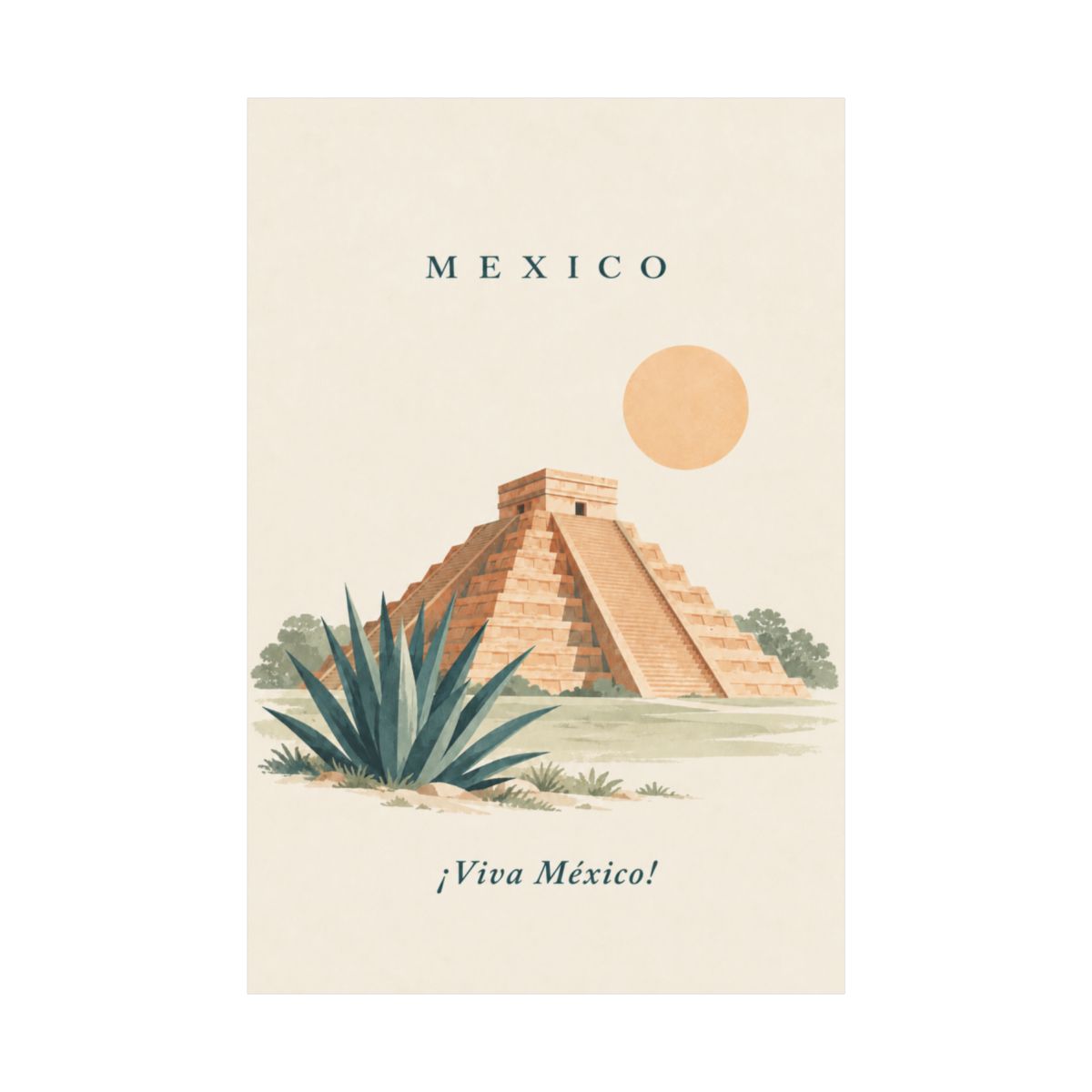 Mexico Matte Poster | Mayan Pyramid | ¡Viva México! | Country Travel Gift — front-2 — View 02
