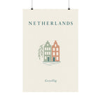 Netherlands Matte Poster | Canal Houses | Gezellig | Country Travel Gift — front — View 01