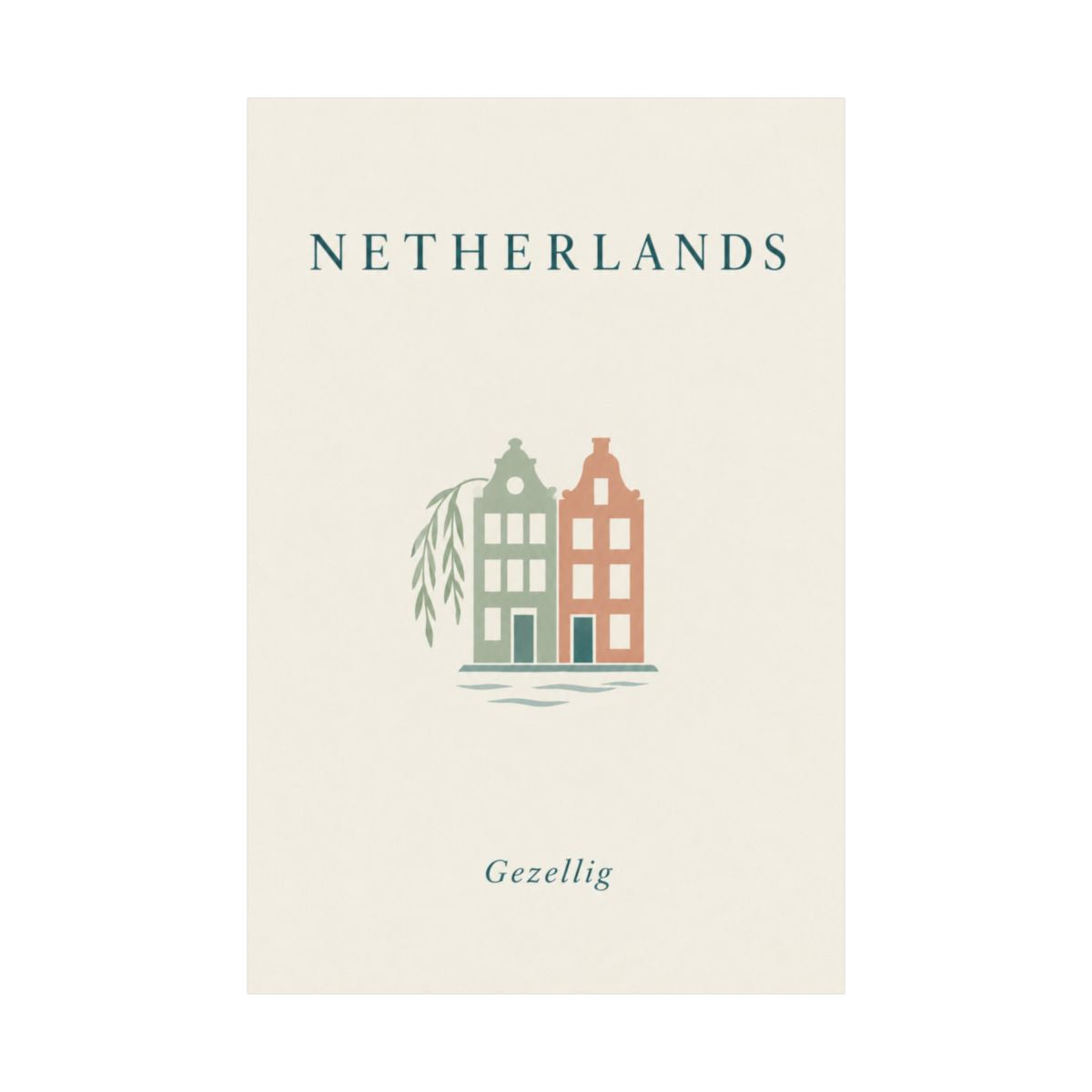 Netherlands Matte Poster | Canal Houses | Gezellig | Country Travel Gift — front-2 — View 02