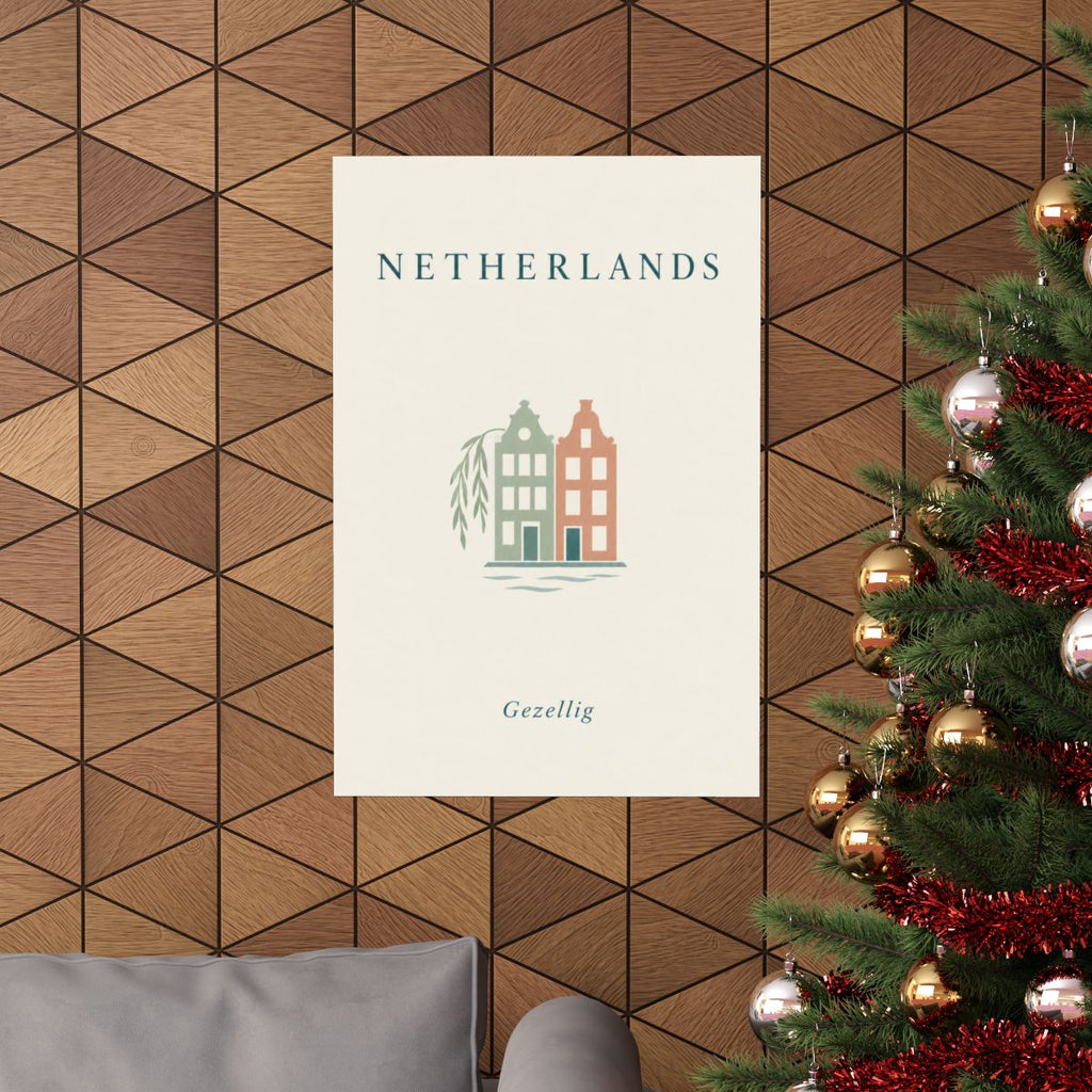 Netherlands Matte Poster | Canal Houses | Gezellig | Country Travel Gift — context-1 — View 03