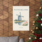 Netherlands Matte Poster | Windmill and Tulips | Gezellig | Country Travel Gift — context-1 — View 03