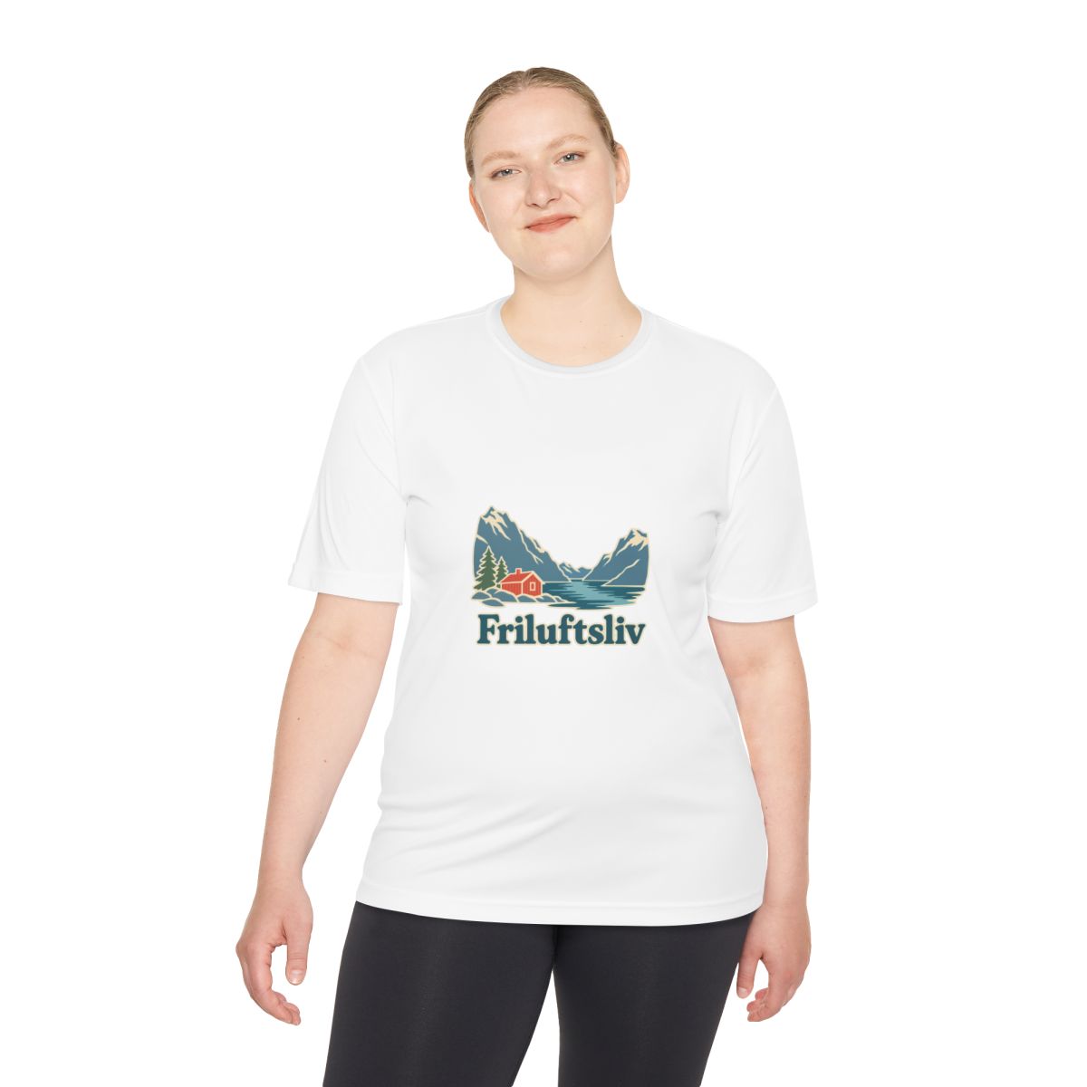 Norway Performance T-Shirt | Fjord and Cabin | Friluftsliv | Country Travel Gift — person-2 — View 03