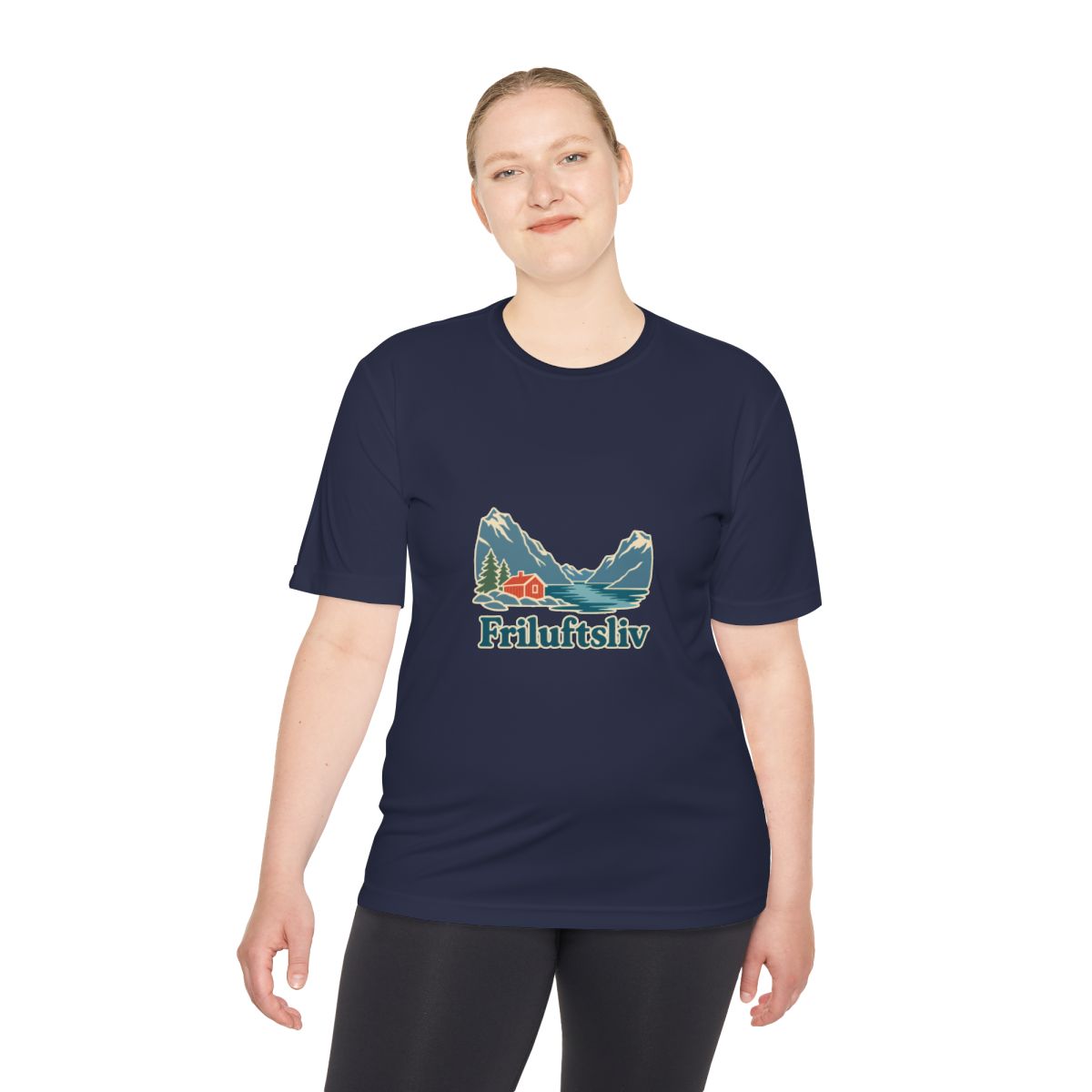 Norway Performance T-Shirt | Fjord and Cabin | Friluftsliv | Country Travel Gift — person-2 — View 05