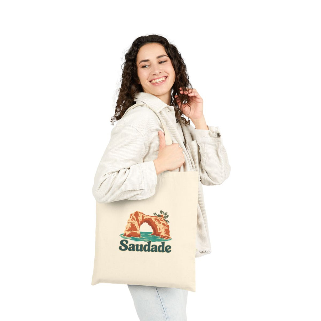 Portugal Canvas Tote Bag | Algarve Sea Arch | Saudade | Country Travel Gift — person-3-front — View 06