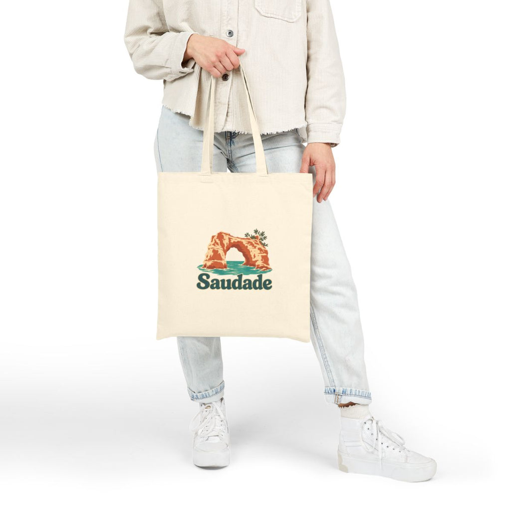 Portugal Canvas Tote Bag | Algarve Sea Arch | Saudade | Country Travel Gift — person-4-front — View 07