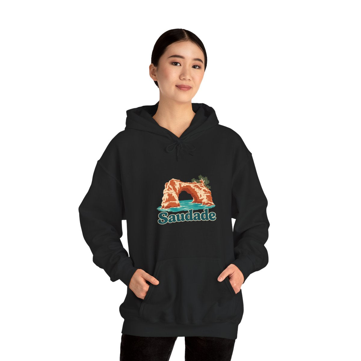 Portugal Hoodie | Algarve Sea Arch | Saudade | Country Travel Gift — on-model-98427 — View 05