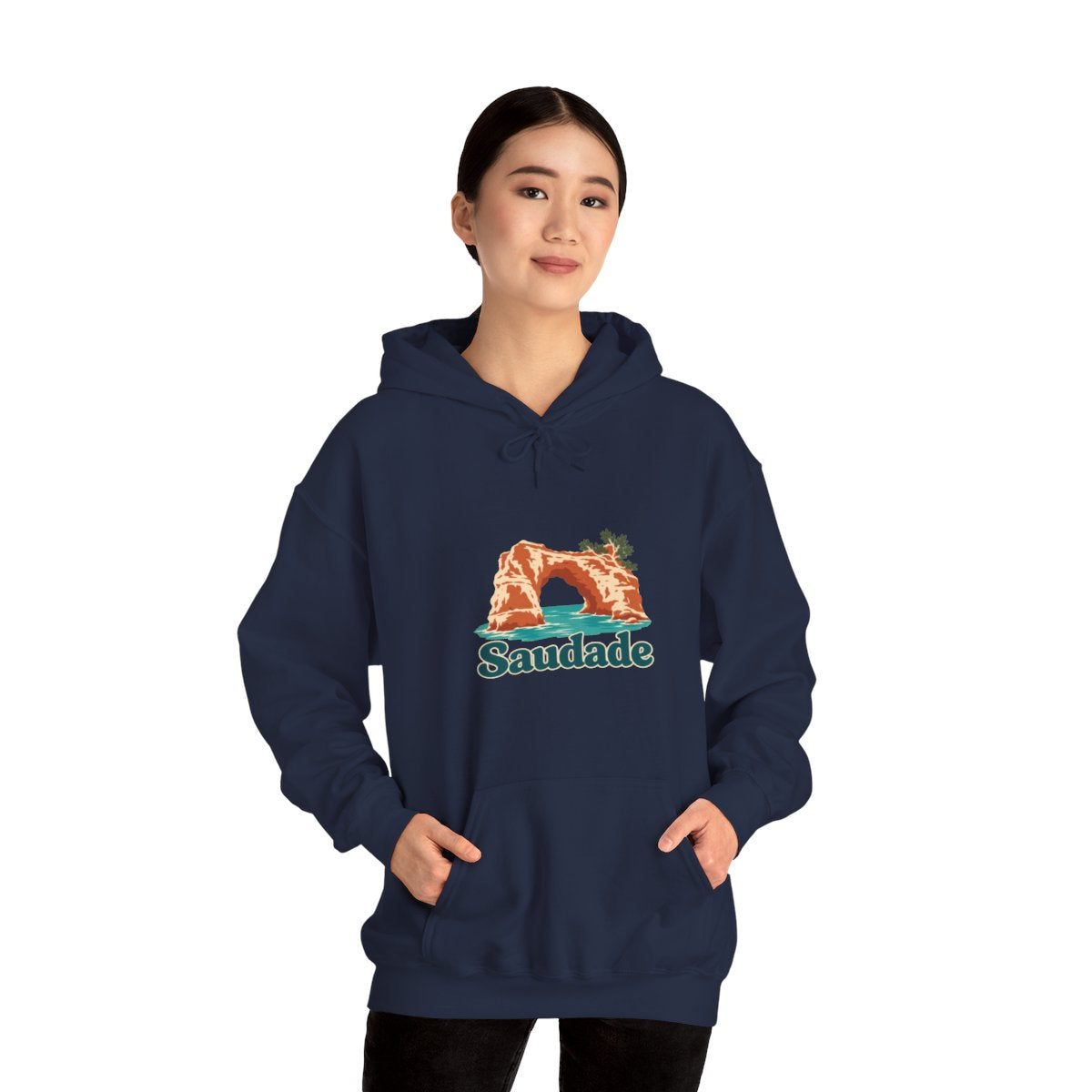 Portugal Hoodie | Algarve Sea Arch | Saudade | Country Travel Gift — on-model-98427 — View 06