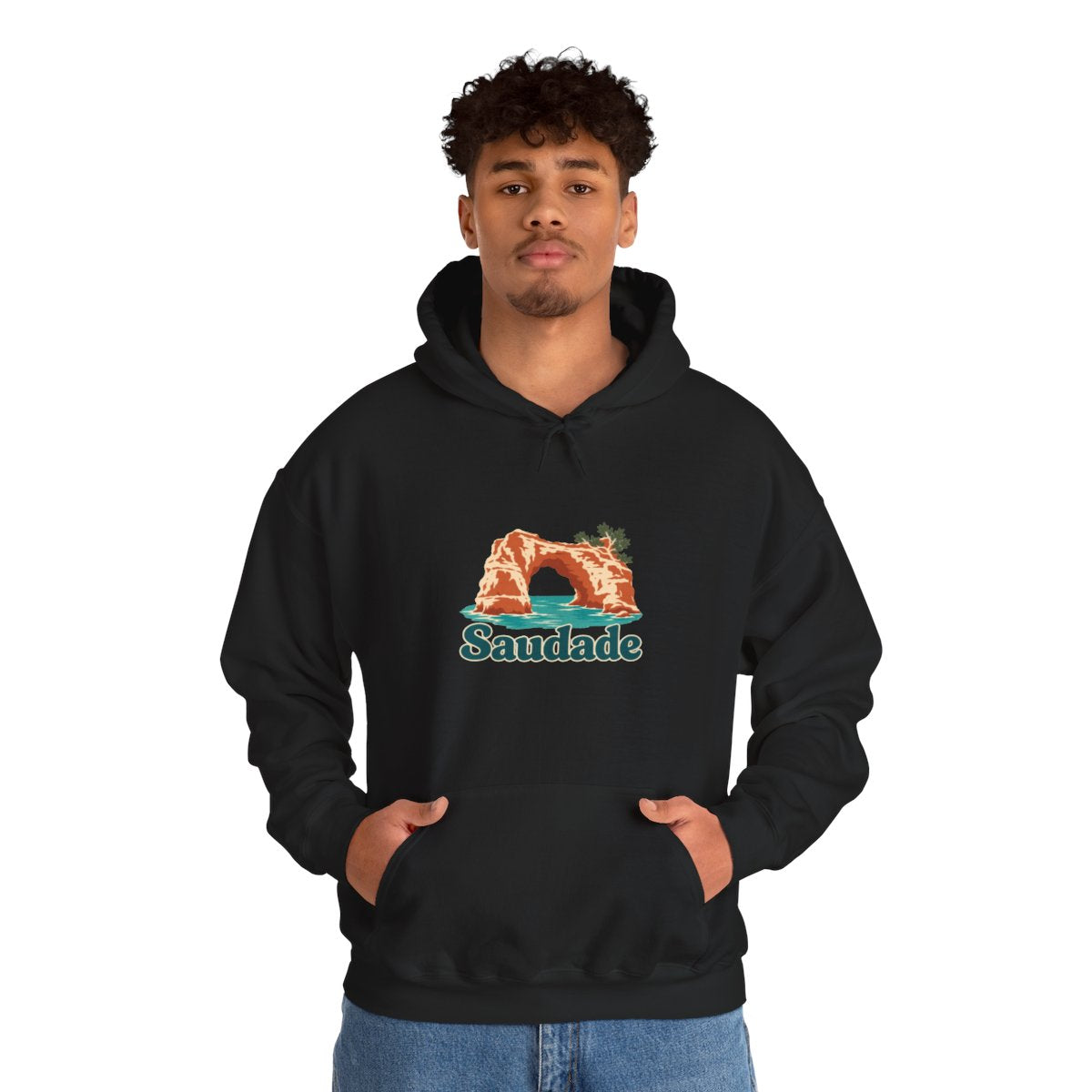Portugal Hoodie | Algarve Sea Arch | Saudade | Country Travel Gift — on-model-98428 — View 08